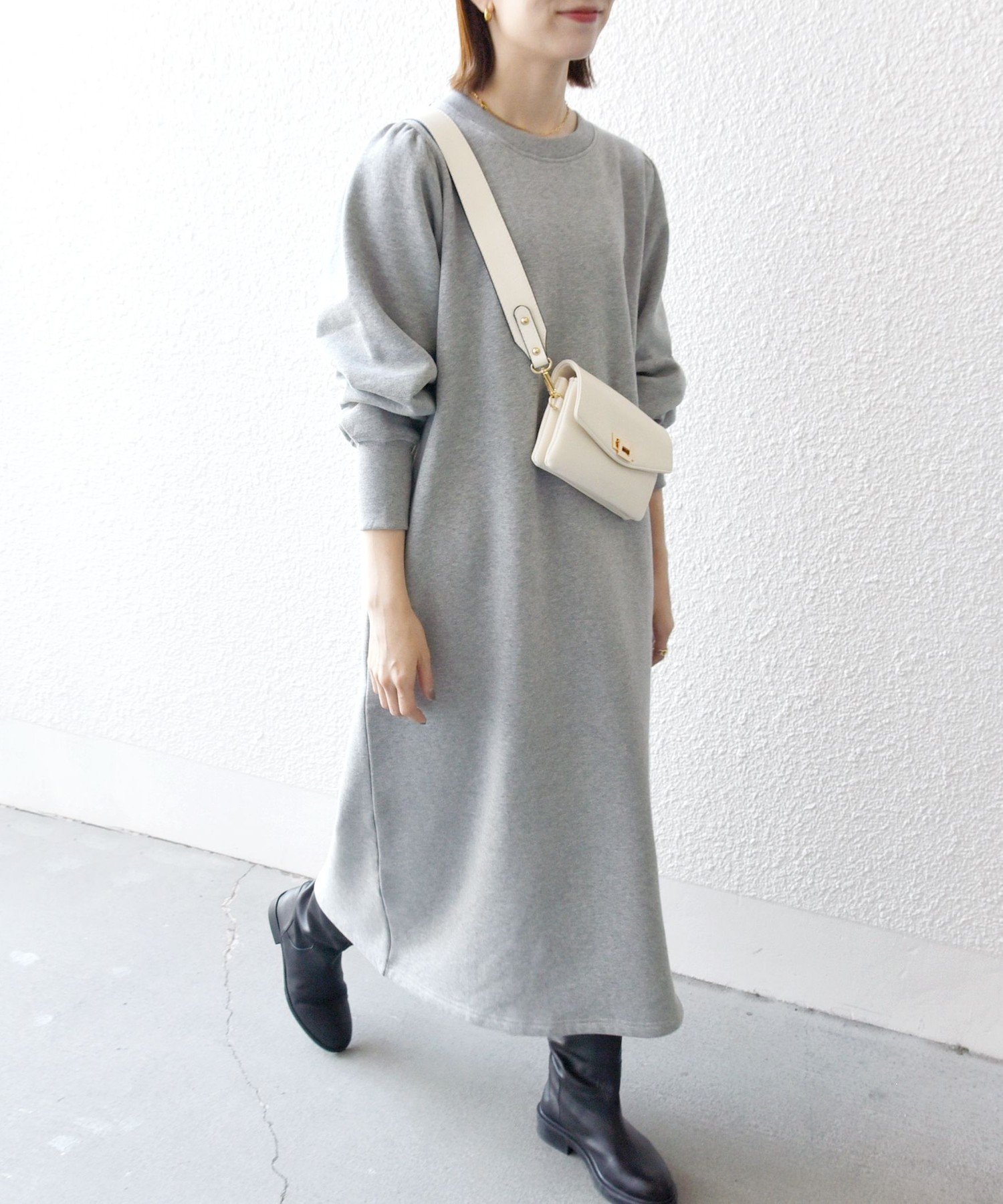 【シップス フォー ウィメン/SHIPS】の【WEB限定】SHIPS any USAコットン 裏起毛 パフ スリーブ ワンピース 2 インテリア・キッズ・メンズ・レディースファッション・服の通販 founy(ファニー) ファッション Fashion レディースファッション Fashion for Women ワンピース Dresses シューズ Shoes, Footwear ショート Short, Short Length スニーカー Sneakers, Trainers スリーブ Sleeve, Long Sleeve / Short Sleeve バレエ Ballet, Ballet Style ベスト Vest, Waistcoat ロング Long, Long-Length A/W・秋冬 Autumn/Winter おすすめ Recommended / Our Picks ライトグレー|ID: prp329100004721042 ipo3291000000034830057