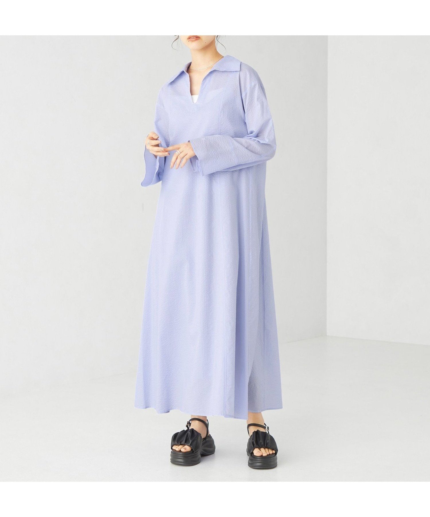 【ユナイテッドアローズ/UNITED ARROWS】のEMMEL REFINES EM キャミツキ ロングシャツ ワンピース インテリア・キッズ・メンズ・レディースファッション・服の通販 founy(ファニー) 　ファッション　Fashion　レディースファッション　Fashion for Women　ワンピース　Dresses　シャツワンピース / 1枚で着映えコーデ　Shirt Dresses　アンダー　Underwear Essentials　春　Spring　サンダル　Sandals, Summer Shoes　シャツワンピ　Shirt Dress, Shirt One-Piece　ストライプ　Stripe, Striped Pattern　スニーカー　Sneakers, Trainers　トレンド　Trend, Trending Now　ドレス　Dress, One-Piece　フィット　Fit, Slim Fit　フラット　Flat, Flat Shoes　フレア　Flare, Flared　リラックス　Relax, Relaxed Fit　ロング　Long, Long-Length　S/S・春夏　SS, Spring/Summer, Warm Season　アウトレット　Outlet / Clearance　おすすめ　Recommended / Our Picks　夏　Summer　2024年　2024　2024春夏・S/S　Spring/Summer 2024 SS24　LILAC|ID: prp329100004721107 ipo3291000000034118133