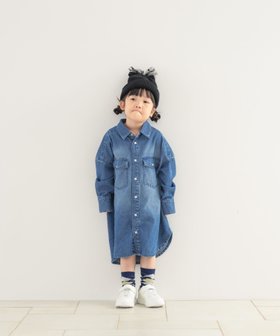 【ローリーズファーム/LOWRYS FARM / KIDS】のデニムシャツワンピース 人気、トレンドファッション・服の通販 founy(ファニー) ファッション Fashion キッズファッション Fashion for Kids ワンピース Dresses ウエスタン Western Style ショルダー Shoulder, Shoulder Strap フラップ Flap, Flap Pocket フレア Flare, Flared ポケット Pocket, Pocket Detail ヨーク Yoke, Yoke Design |ID:prp329100004721243
