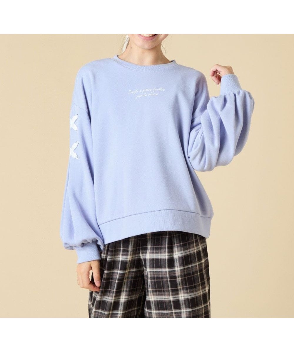 【アー ヴェー ヴェー/a.v.v / KIDS】の120-160 レースアップスリーブトレーナー 人気、トレンドファッション・服の通販 founy(ファニー) 　ファッション　Fashion　キッズファッション　Fashion for Kids　インナー　Innerwear　シンプル　Simple, Minimal　スウェット / スエット　Sweatshirt, Sweatwear　ストレッチ　Stretch, Stretchy Fabric　スリーブ　Sleeve, Long Sleeve / Short Sleeve　トレンド　Trend, Trending Now　トレーナー　Sweatshirt, Trainer　定番　Standard, Basic Item　人気　Popular, Best Seller　ベーシック　Basic, Essential　ボトム　Bottoms, Lower Wear　ラベンダー　Lavender　レース　Lace, Lace Fabric　再入荷　Restock / Back in Stock　おすすめ　Recommended / Our Picks　エレガント 上品　Elegant　 other-1|ID: prp329100004721244 ipo3291000000034119694