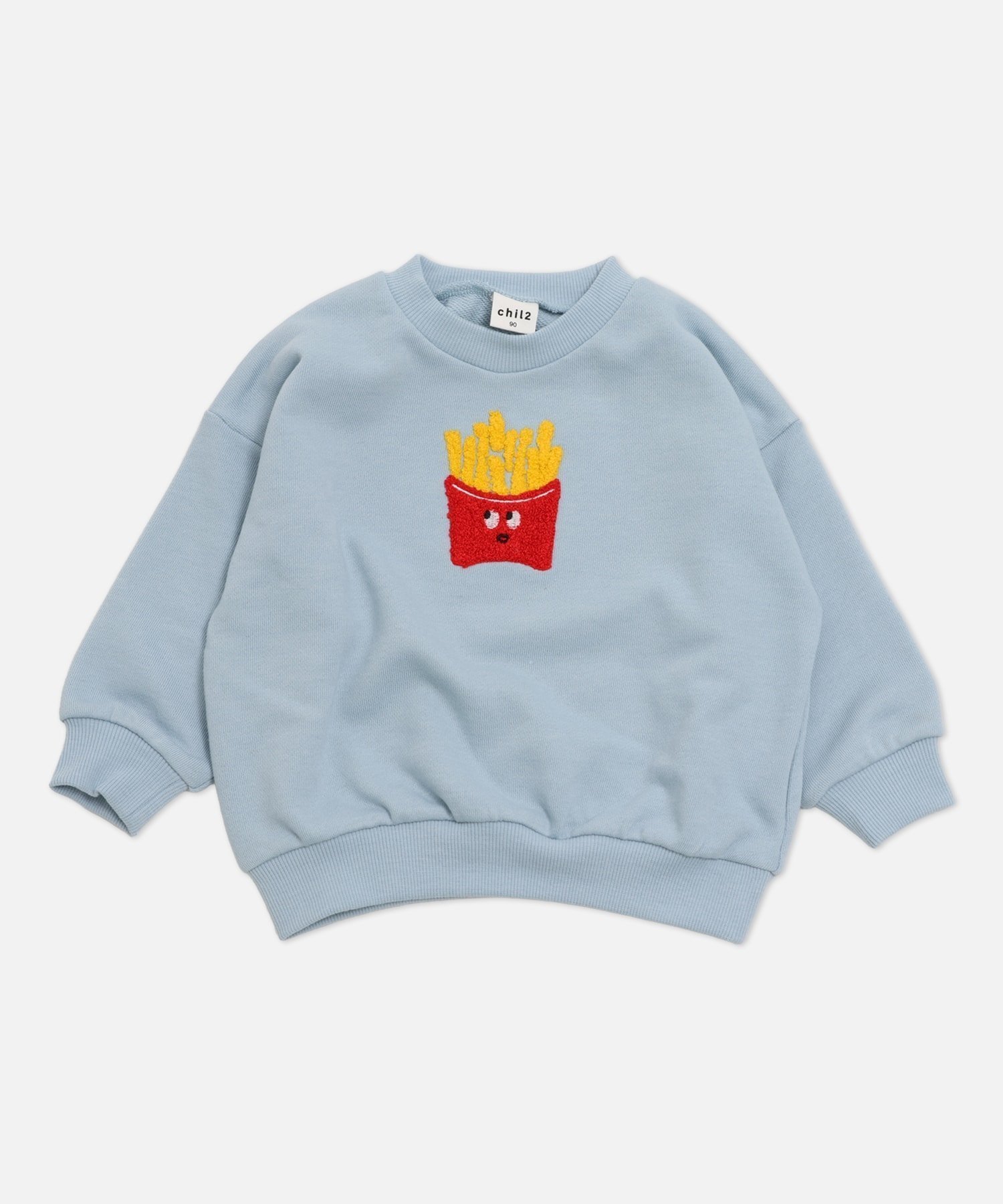 【チルツー/chil2 / KIDS】の綿100% サガラ刺繍裏毛トレーナー インテリア・キッズ・メンズ・レディースファッション・服の通販 founy(ファニー) 　ファッション　Fashion　キッズファッション　Fashion for Kids　イラスト　Illustration　トレーナー　Sweatshirt, Trainer　モチーフ　Motif, Design Theme　Dポテト/サックス|ID: prp329100004721245 ipo3291000000034119706
