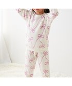 【デビロック/devirock / KIDS】のガールズ もこもこフリース パジャマ 長袖パジャマ ルームウェア 長袖 25AW 008-リボン-オフホワイト|ID: prp329100004721253 ipo3291000000034119791