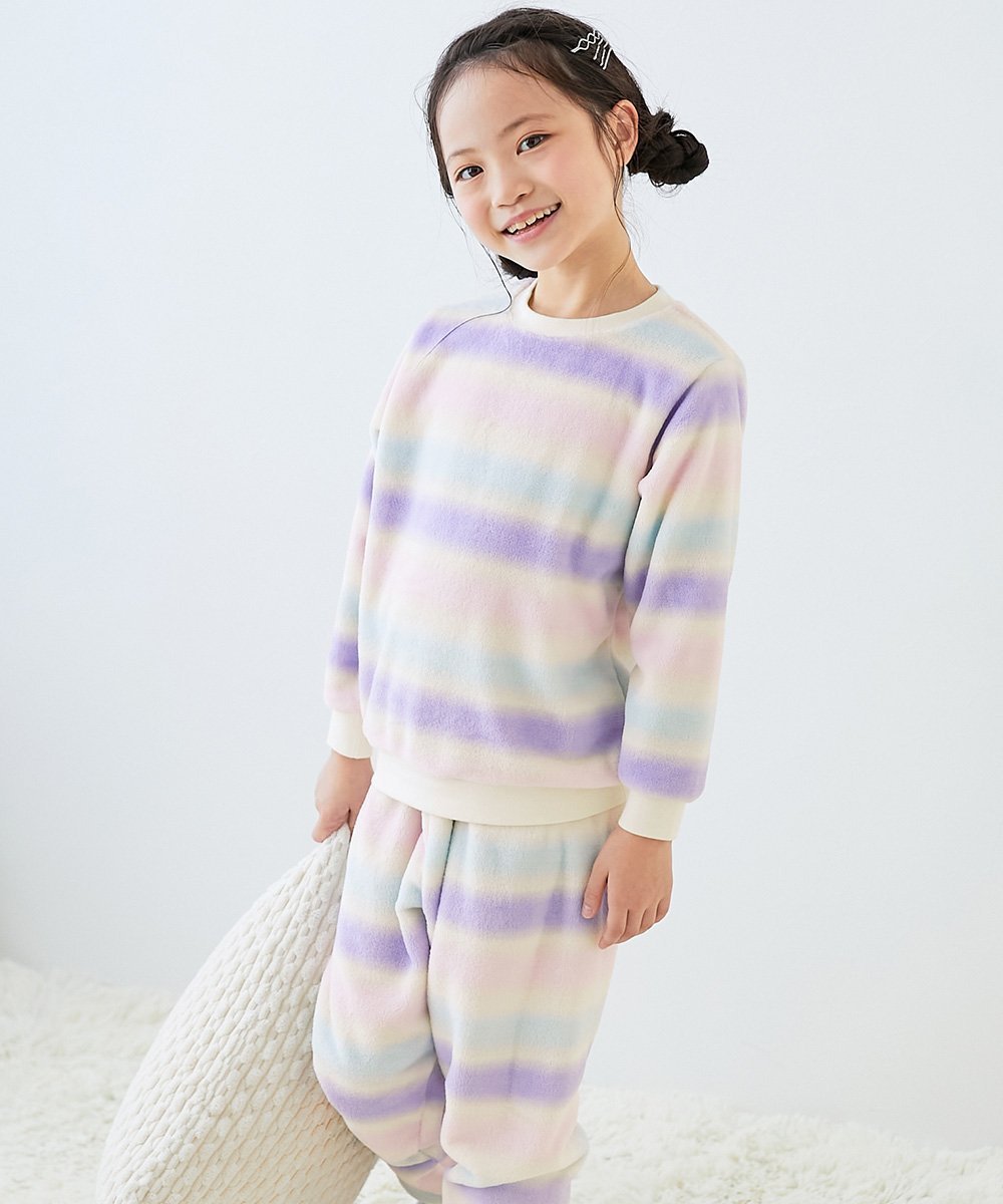 【デビロック/devirock / KIDS】のガールズ もこもこフリース パジャマ 長袖パジャマ ルームウェア 長袖 25AW インテリア・キッズ・メンズ・レディースファッション・服の通販 founy(ファニー) ファッション Fashion キッズファッション Fashion for Kids 長袖 Long Sleeve, Full Sleeve パジャマ Pajamas, Sleepwear おすすめ Recommended / Our Picks 2025年 2025 2025-2026秋冬・A/W Autumn/Winter 2025–26 AW25–26 010-ボーダー-オフホワイト|ID: prp329100004721253 ipo3291000000034293432