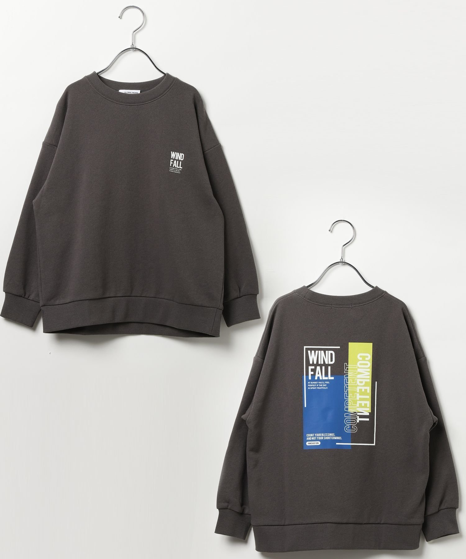 【グローバルワーク/GLOBAL WORK / KIDS】のヘビロテスウェットプリント長袖/キッズ/579709 インテリア・キッズ・メンズ・レディースファッション・服の通販 founy(ファニー) 　ファッション　Fashion　キッズファッション　Fashion for Kids　プリント　Print, Printed Pattern　ワンポイント　One Point, Statement Accent　長袖　Long Sleeve, Full Sleeve　チャコール18|ID: prp329100004721263 ipo3291000000034119956