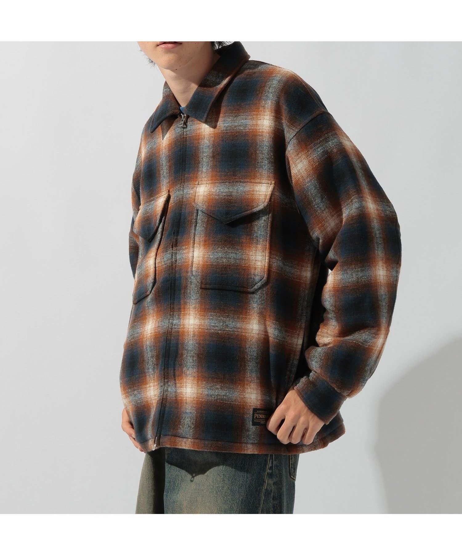 【ニコアンド/niko and / MEN】の【PENDLETON(ペンドルトン)】別注 ZIP CPO JACKET インテリア・キッズ・メンズ・レディースファッション・服の通販 founy(ファニー) 　ファッション　Fashion　メンズファッション　Fashion for Men　キルト　Quilt, Quilted Fabric　ジャケット　Jacket, Outerwear　スウェット / スエット　Sweatshirt, Sweatwear　チェック　Check, Plaid, Tartan　デニム　Denim, Jeans Material　パーカー　Hoodie, Parka　フロント　Front, Front Design　ブランケット　Blanket, Throw Blanket　別注　Limited Edition, Custom Order　リラックス　Relax, Relaxed Fit　A/W・秋冬　Autumn/Winter　冬　Winter / This Winter　おすすめ　Recommended / Our Picks　2025年　2025　2025-2026秋冬・A/W　Autumn/Winter 2025–26 AW25–26　ブラウン50|ID: prp329100004721356 ipo3291000000034198103
