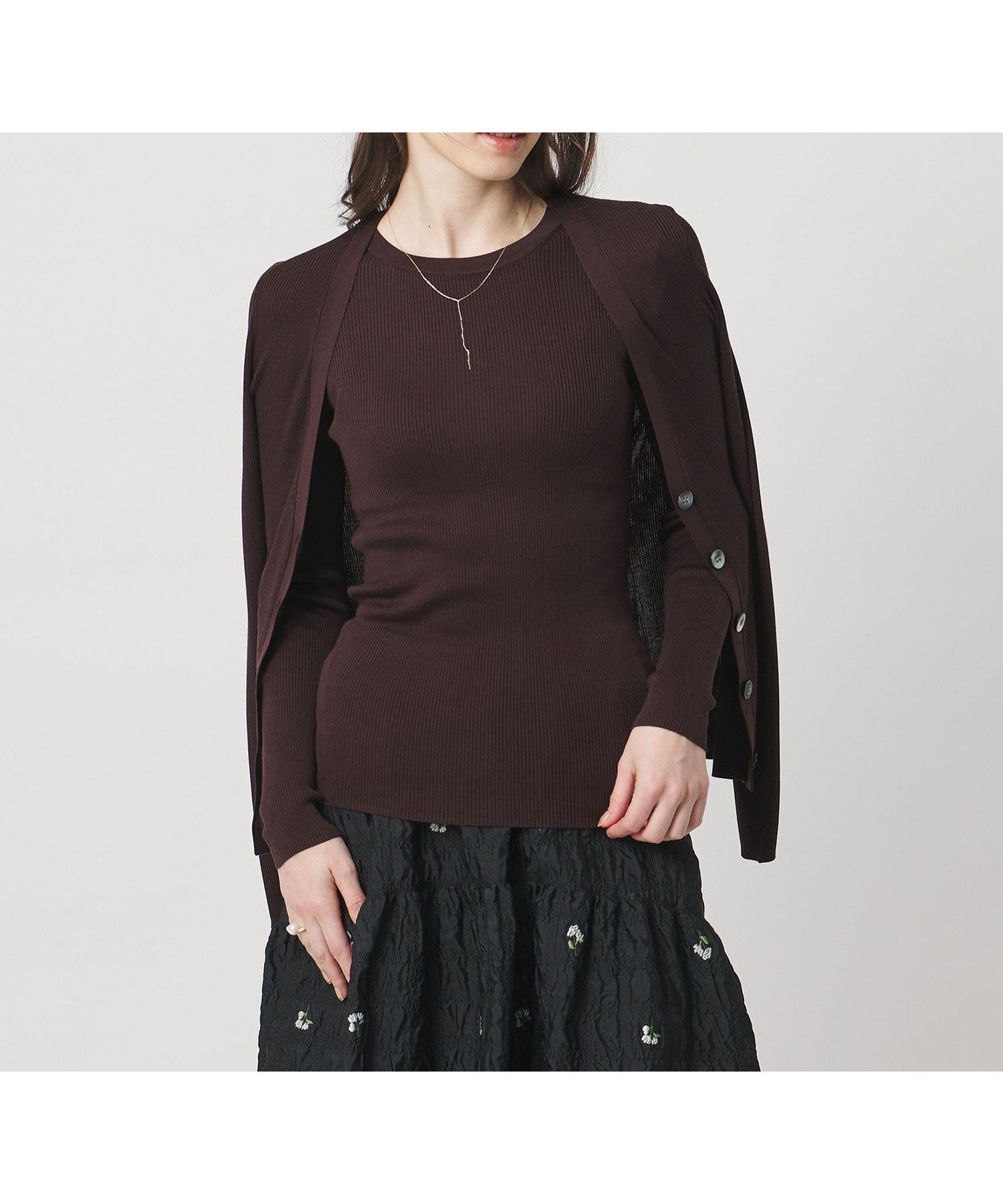 【ユナイテッドアローズ/UNITED ARROWS】のシルク リブ クルーネック ニット インテリア・キッズ・メンズ・レディースファッション・服の通販 founy(ファニー) ファッション Fashion レディースファッション Fashion for Women トップス・カットソー Cut & Sew Tops ニット Knit Tops & Sweaters インナー Innerwear カーディガン Cardigan, Knitwear シルク Silk, 100% Silk シンプル Simple, Minimal タートルネック Turtleneck, High Neck バランス Balance, Style Balance フィット Fit, Slim Fit ベーシック Basic, Essential ロング Long, Long-Length ワイド Wide, Wide Fit DK.BROWN|ID: prp329100004721417 ipo3291000000034883472