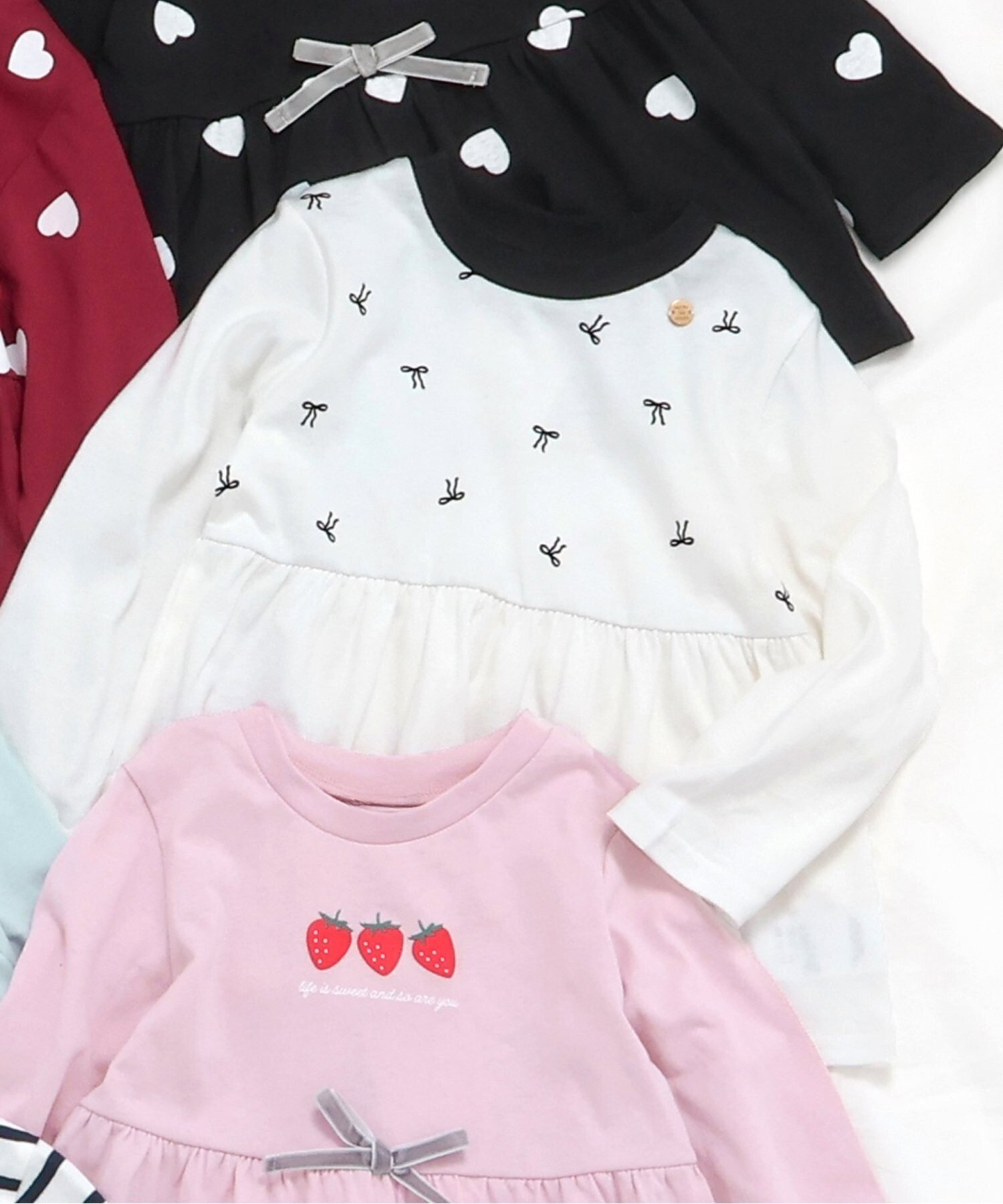 【エフオー オンラインストア/F.O.Online Store / KIDS】のペプラムフレアTシャツ/7days Style インテリア・キッズ・メンズ・レディースファッション・服の通販 founy(ファニー) 　ファッション　Fashion　キッズファッション　Fashion for Kids　フレア　Flare, Flared　ペプラム　Peplum, Flared Hem　長袖　Long Sleeve, Full Sleeve　アイボリー|ID: prp329100004721692 ipo3291000000034122889