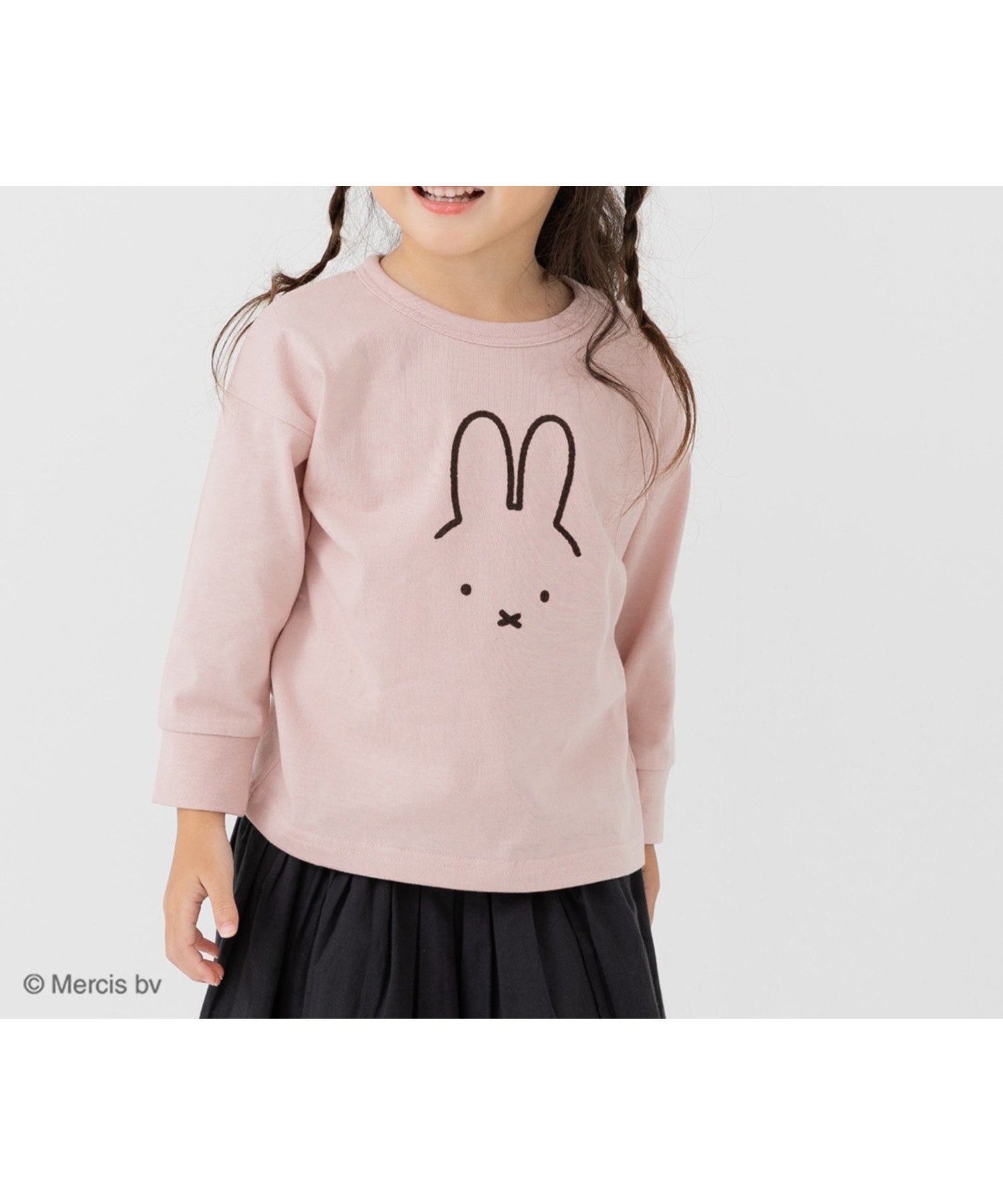 【チルツー/chil2 / KIDS】のミッフィー 長袖Tシャツ インテリア・キッズ・メンズ・レディースファッション・服の通販 founy(ファニー) 　ファッション　Fashion　キッズファッション　Fashion for Kids　アニマル　Animal Print　フェイス　Face, Facial Design　長袖　Long Sleeve, Full Sleeve　Bフェイス/スモークピンク|ID: prp329100004721694 ipo3291000000034122949
