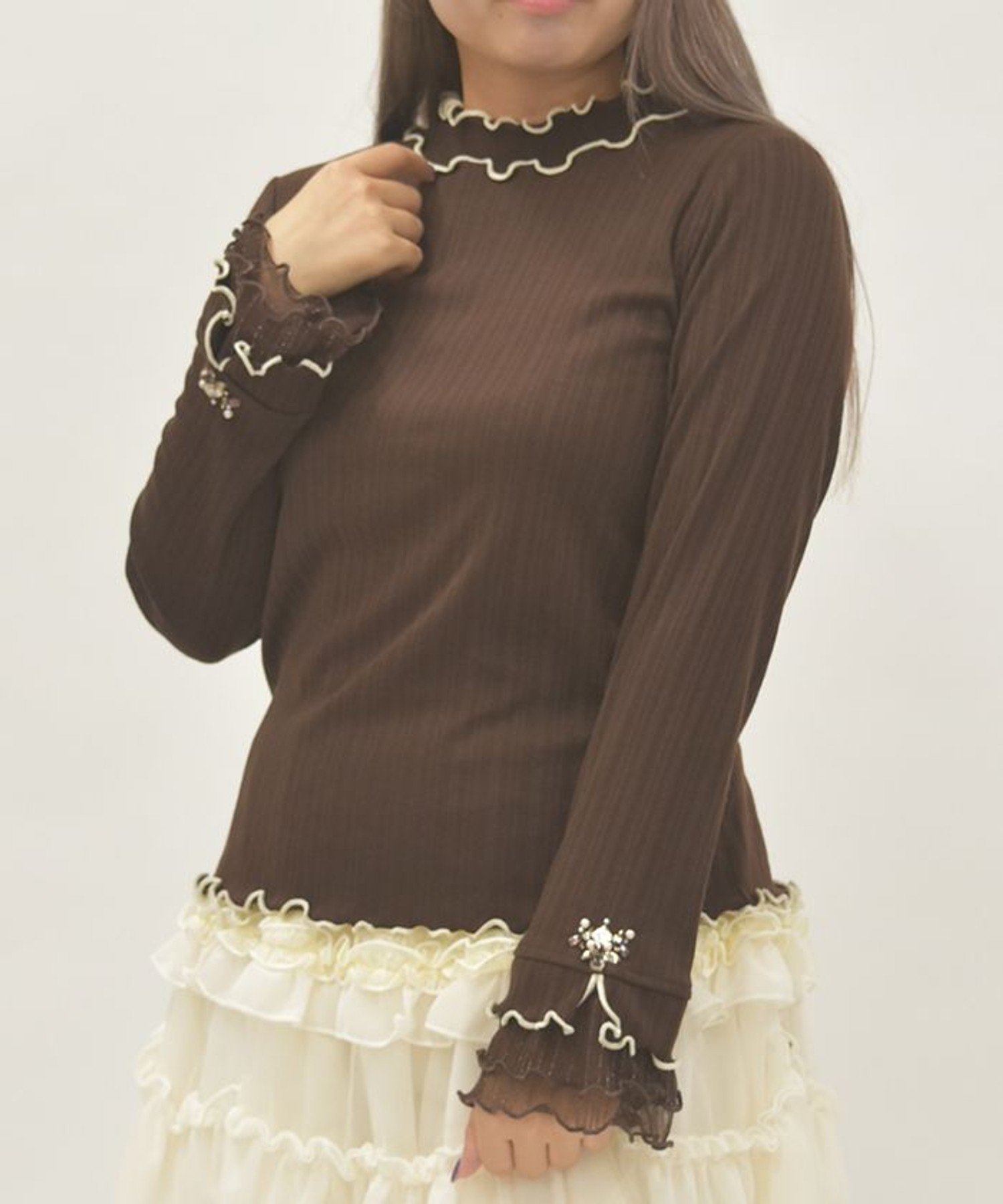 【アクシーズファム/axes femme】のラメチュールメロープルオーバー インテリア・キッズ・メンズ・レディースファッション・服の通販 founy(ファニー)  ファッション Fashion レディースファッション Fashion for Women トップス・カットソー Cut & Sew Tops カジュアルプルオーバー・ニットトップス Pullovers & Knit Tops / Casual Pullovers インナー Innerwear 秋 Autumn カラフル Colorful Design ストライプ Stripe, Striped Pattern スリット Slit, Slit Detail パープル Purple, Violet パール Pearl, Pearl Accent ビジュー Bijou, Jewel-like Accent フリル Frill, Ruffle ワンポイント One Point, Statement Accent 冬 Winter / This Winter おすすめ Recommended / Our Picks Dブラウン|ID: prp329100004721695 ipo3291000000034353512
