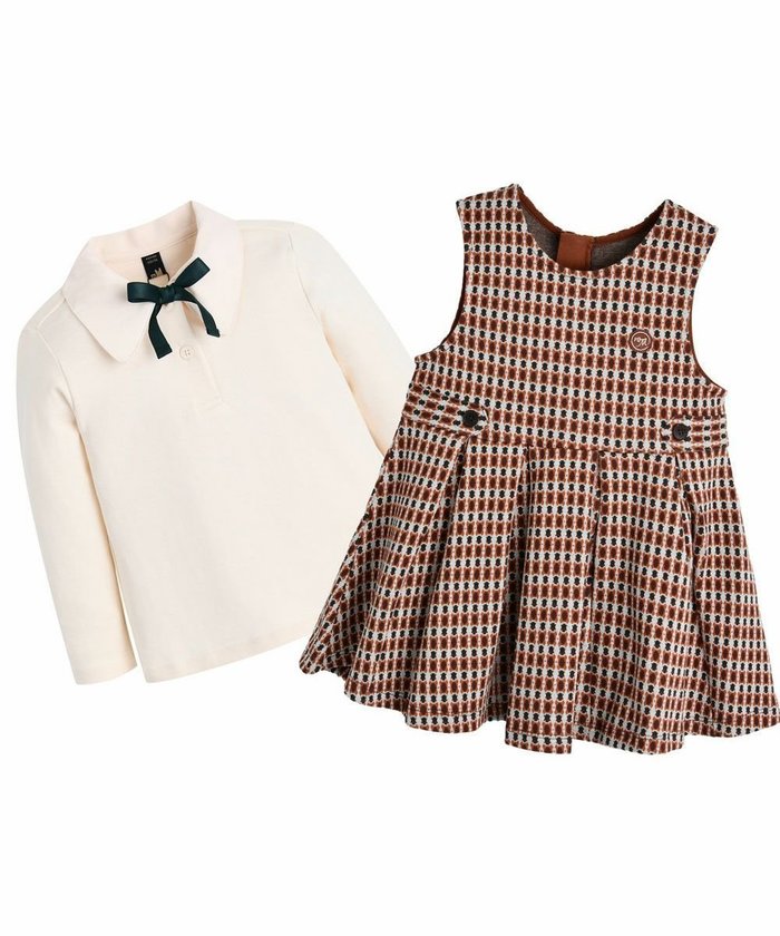 【モイモルン/moimoln / KIDS】の【2点セット】アンジェリーナジャンパースカート トップス インテリア・キッズ・メンズ・レディースファッション・服の通販 founy(ファニー) https://founy.com/ ファッション Fashion キッズファッション Fashion for Kids トップス・カットソー Cut & Sew Tops おすすめ Recommended / Our Picks ギフト プレゼント Gift / Present クラシック Classic, Timeless Style セットアップ Set-Up, Coordinated Outfit リボン Ribbon, Bow |ID: prp329100004721702 ipo3291000000034123034