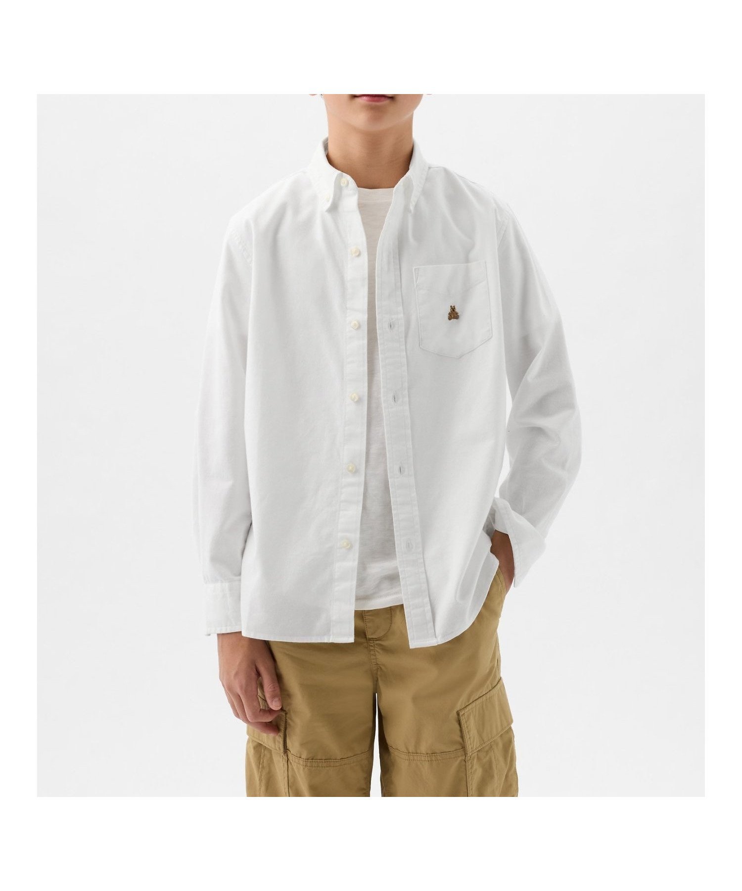 【ギャップ/GAP / KIDS】のオックスフォードシャツ (キッズ) インテリア・キッズ・メンズ・レディースファッション・服の通販 founy(ファニー) 　ファッション　Fashion　キッズファッション　Fashion for Kids　ストレート　Straight, Straight Cut　パッチ　Patch, Appliqué　フィット　Fit, Slim Fit　フロント　Front, Front Design　ポケット　Pocket, Pocket Detail　リラックス　Relax, Relaxed Fit　長袖　Long Sleeve, Full Sleeve　NEW_OFF_WHITE|ID: prp329100004721743 ipo3291000000034123996