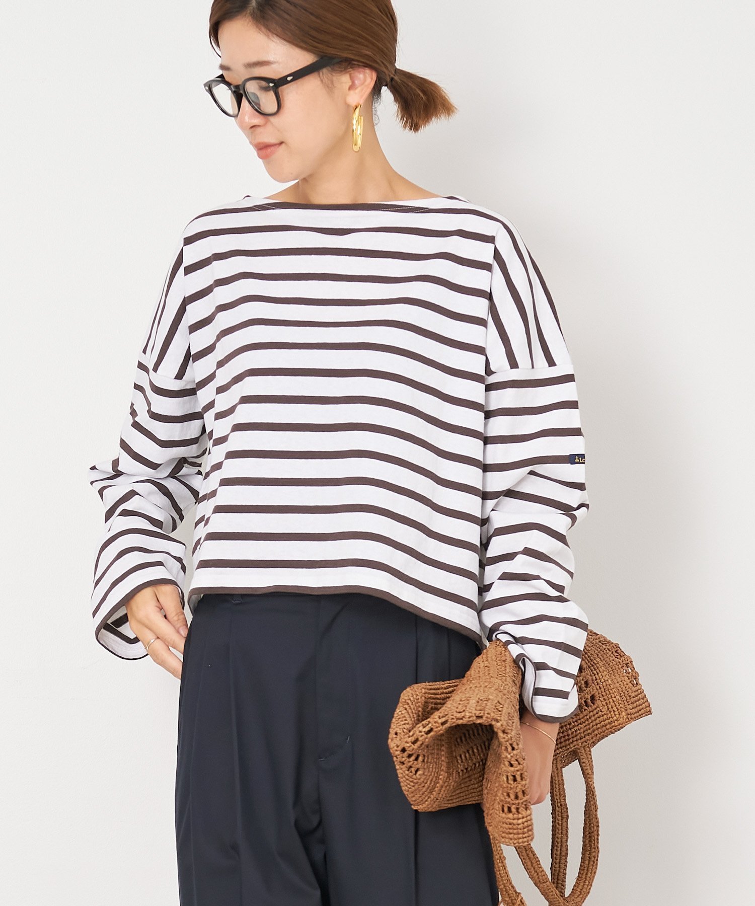 【マイカ ディール/MICA & DEAL】の【Le minor】ボーダールーズフィットT-shirt-PETIT COPAIN COURT インテリア・キッズ・メンズ・レディースファッション・服の通販 founy(ファニー) 　ファッション　Fashion　レディースファッション　Fashion for Women　トップス・カットソー　Cut & Sew Tops　シャツ・ブラウス・オフィスカジュアル　Elegant Blouses & Button-Ups　ロングTシャツ・Tシャツ　Longline T-Shirts & Tees　クロップド　Cropped, Short Length　トレンド　Trend, Trending Now　定番　Standard, Basic Item　人気　Popular, Best Seller　ハイライズ　High Rise, High Waist　フィット　Fit, Slim Fit　フランス　France, French　ワイド　Wide, Wide Fit　BROWN|ID: prp329100004721774 ipo3291000000034124448