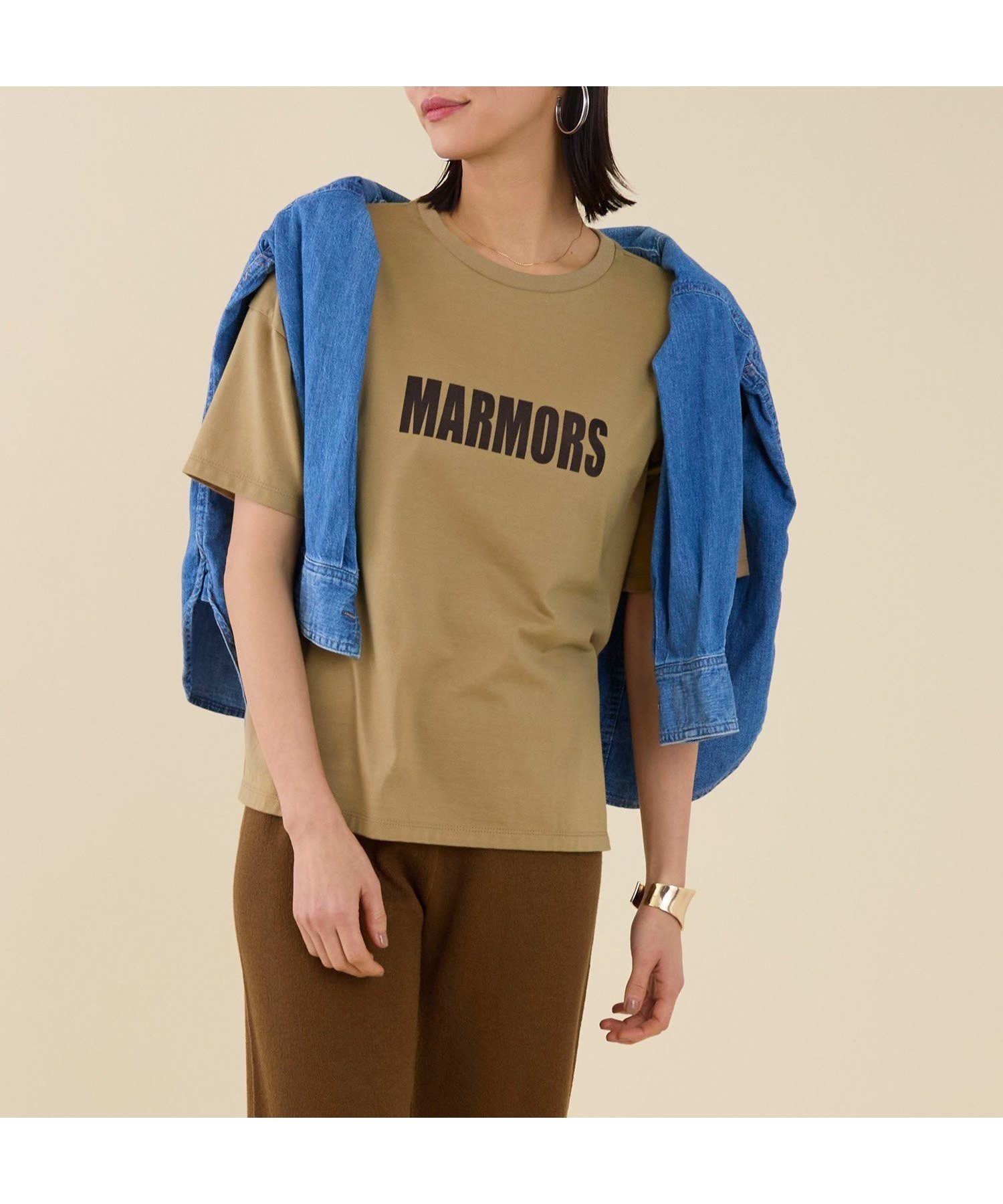【マイカ ディール/MICA & DEAL】の【marmors】 MARMORS flocky logo T-shirt インテリア・キッズ・メンズ・レディースファッション・服の通販 founy(ファニー) 　ファッション　Fashion　レディースファッション　Fashion for Women　トップス・カットソー　Cut & Sew Tops　シャツ・ブラウス・オフィスカジュアル　Elegant Blouses & Button-Ups　ロングTシャツ・Tシャツ　Longline T-Shirts & Tees　アクセサリー　Fashion Accessories　インナー　Innerwear　シンプル　Simple, Minimal　ジャケット　Jacket, Outerwear　スタイリッシュ　Stylish, Fashionable　ストレート　Straight, Straight Cut　定番　Standard, Basic Item　フロント　Front, Front Design　プリント　Print, Printed Pattern　ワンポイント　One Point, Statement Accent　おすすめ　Recommended / Our Picks　BEIGE|ID: prp329100004721811 ipo3291000000034125011
