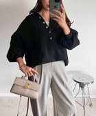 【スタイルドア/STYLEDOOR】のライトダンボールスキッパーコクーンフォルムプルオーバー 人気、トレンドファッション・服の通販 founy(ファニー) ファッション Fashion レディースファッション Fashion for Women トップス・カットソー Cut & Sew Tops カジュアルプルオーバー・ニットトップス Pullovers & Knit Tops / Casual Pullovers 洗える Machine Washable カットソー Cut and Sewn Top シンプル Simple, Minimal スキッパー Skipper, Open Collar スタイリッシュ Stylish, Fashionable デニム Denim, Jeans Material フレア Flare, Flared フロント Front, Front Design ボトム Bottoms, Lower Wear ワイド Wide, Wide Fit エレガント 上品 Elegant thumbnail ブラック|ID: prp329100004721867 ipo3291000000034271561