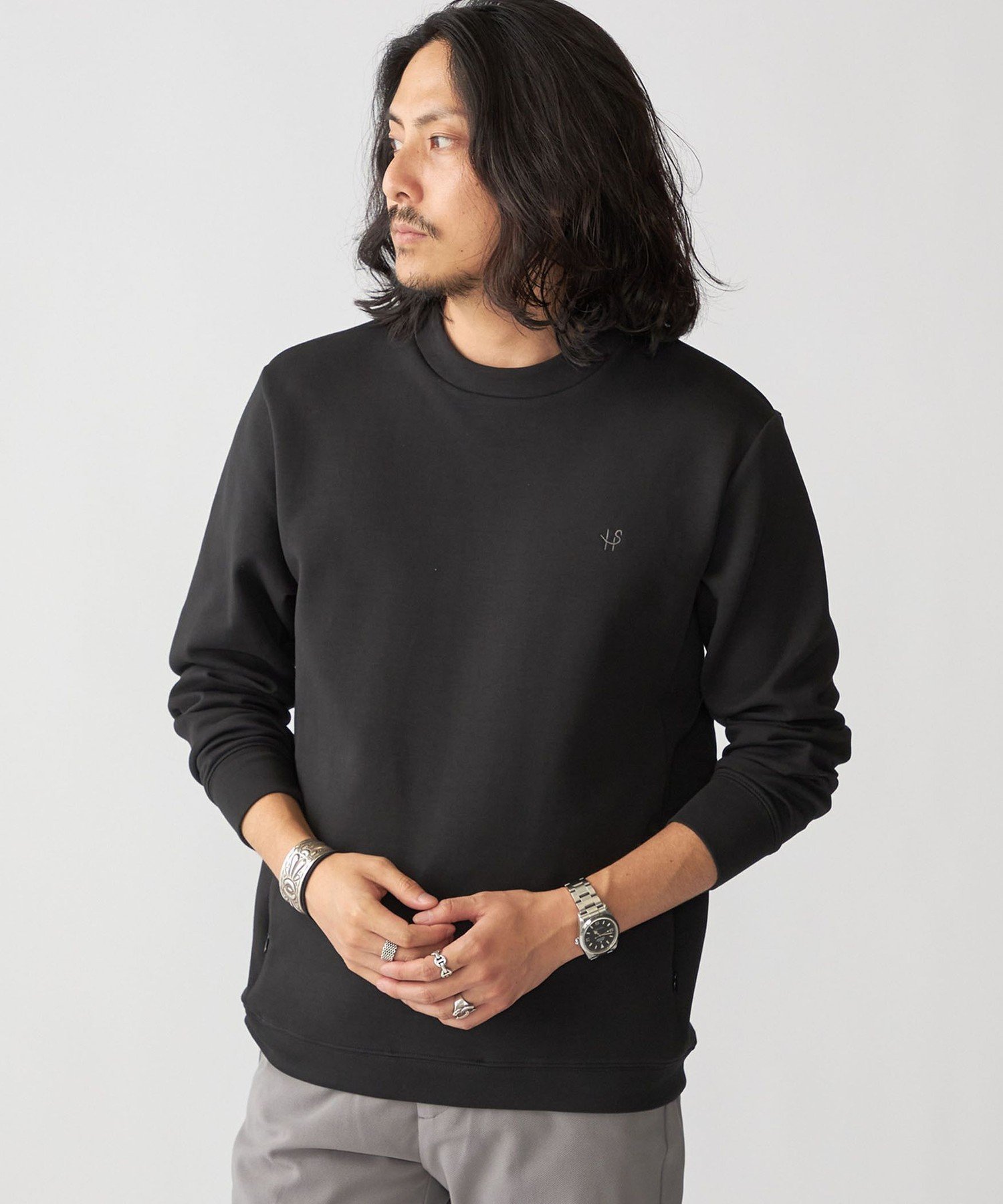 【シップス/SHIPS / MEN】の【WEB限定】SHIPS テレワーク ビズ ワンポイントロゴ ハイゲージ ダブルニット スウェット インテリア・キッズ・メンズ・レディースファッション・服の通販 founy(ファニー) 　ファッション　Fashion　メンズファッション　Fashion for Men　インナー　Innerwear　エレガント 上品　Elegant　カットソー　Cut and Sewn Top　ジャケット　Jacket, Outerwear　スウェット / スエット　Sweatshirt, Sweatwear　セットアップ　Set-Up, Coordinated Outfit　ダブル　Double, Double-Breasted　バランス　Balance, Style Balance　パターン　Pattern, Design Print　ブルゾン　Blouson, Bomber Jacket　ベーシック　Basic, Essential　ルーズ　Loose, Oversized　ワンポイント　One Point, Statement Accent　ビジネス 仕事 通勤　Business / Work / Commuting　ブラック|ID: prp329100004721871 ipo3291000000034198371
