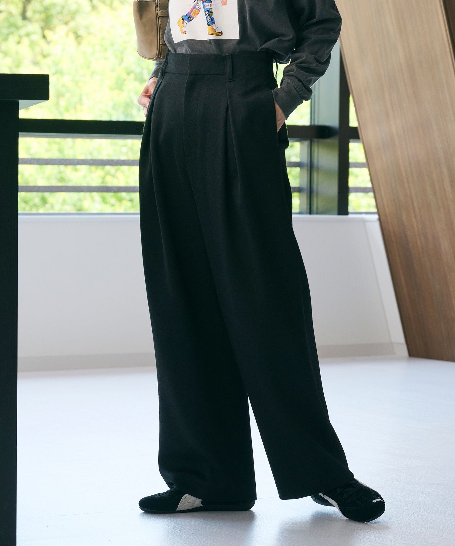 【ビューティ&ユース ユナイテッドアローズ/BEAUTY&YOUTH / UNITED ARROWS】のツイードライク バックゴムワイドパンツ ウォッシャブル インテリア・キッズ・メンズ・レディースファッション・服の通販 founy(ファニー) ファッション Fashion レディースファッション Fashion for Women パンツ Pants & Trousers バッグ Bags ウォッシャブル Machine Washable 秋 Autumn クラシック Classic, Timeless Style ツイード Twill, Twill Weave ドレープ Drape, Draping Fabric リブニット Rib Knit, Ribbed Knit ロング Long, Long-Length ワイド Wide, Wide Fit A/W・秋冬 Autumn/Winter BLACK|ID: prp329100004721901 ipo3291000000034465605