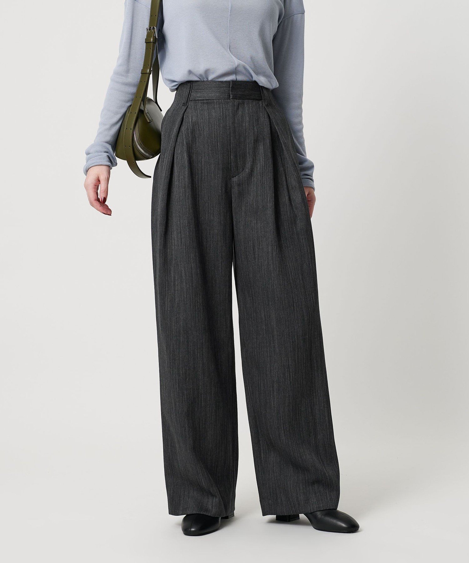 【ビューティ&ユース ユナイテッドアローズ/BEAUTY&YOUTH / UNITED ARROWS】のツイードライク バックゴムワイドパンツ ウォッシャブル インテリア・キッズ・メンズ・レディースファッション・服の通販 founy(ファニー) 　ファッション　Fashion　レディースファッション　Fashion for Women　パンツ　Pants & Trousers　バッグ　Bags　ウォッシャブル　Machine Washable　秋　Autumn　クラシック　Classic, Timeless Style　ツイード　Twill, Twill Weave　ドレープ　Drape, Draping Fabric　リブニット　Rib Knit, Ribbed Knit　ロング　Long, Long-Length　ワイド　Wide, Wide Fit　A/W・秋冬　Autumn/Winter　DK.GRAY|ID: prp329100004721901 ipo3291000000034851055