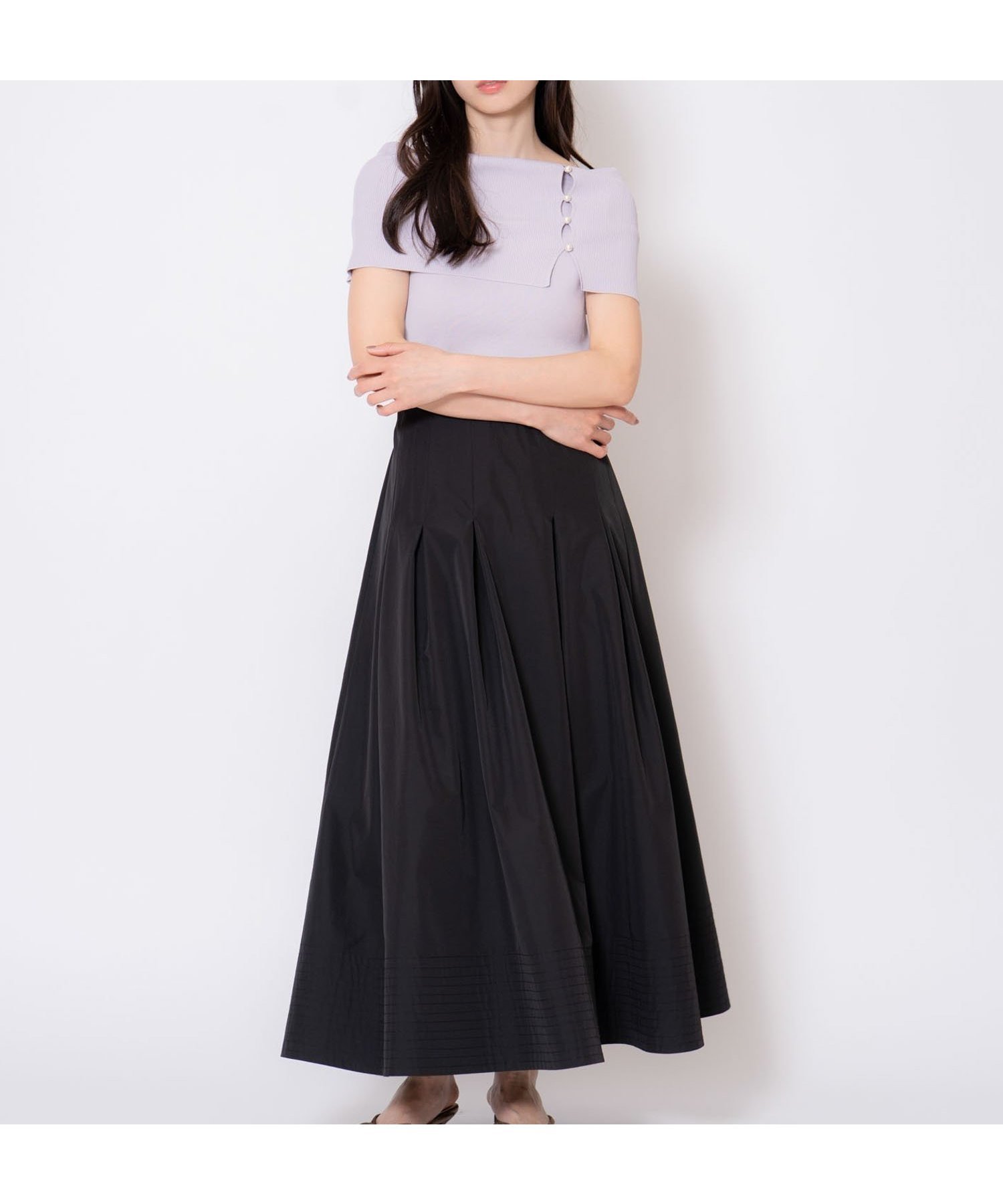【ノエラ/Noela】のステッチタフタスカート インテリア・キッズ・メンズ・レディースファッション・服の通販 founy(ファニー) 　ファッション　Fashion　レディースファッション　Fashion for Women　スカート　Skirts　シンプル　Simple, Minimal　タフタ　Taffeta, Structured Fabric　ダウン　Down, Puffer　フレア　Flare, Flared　ポケット　Pocket, Pocket Detail　ブラック|ID: prp329100004721965 ipo3291000000034127500