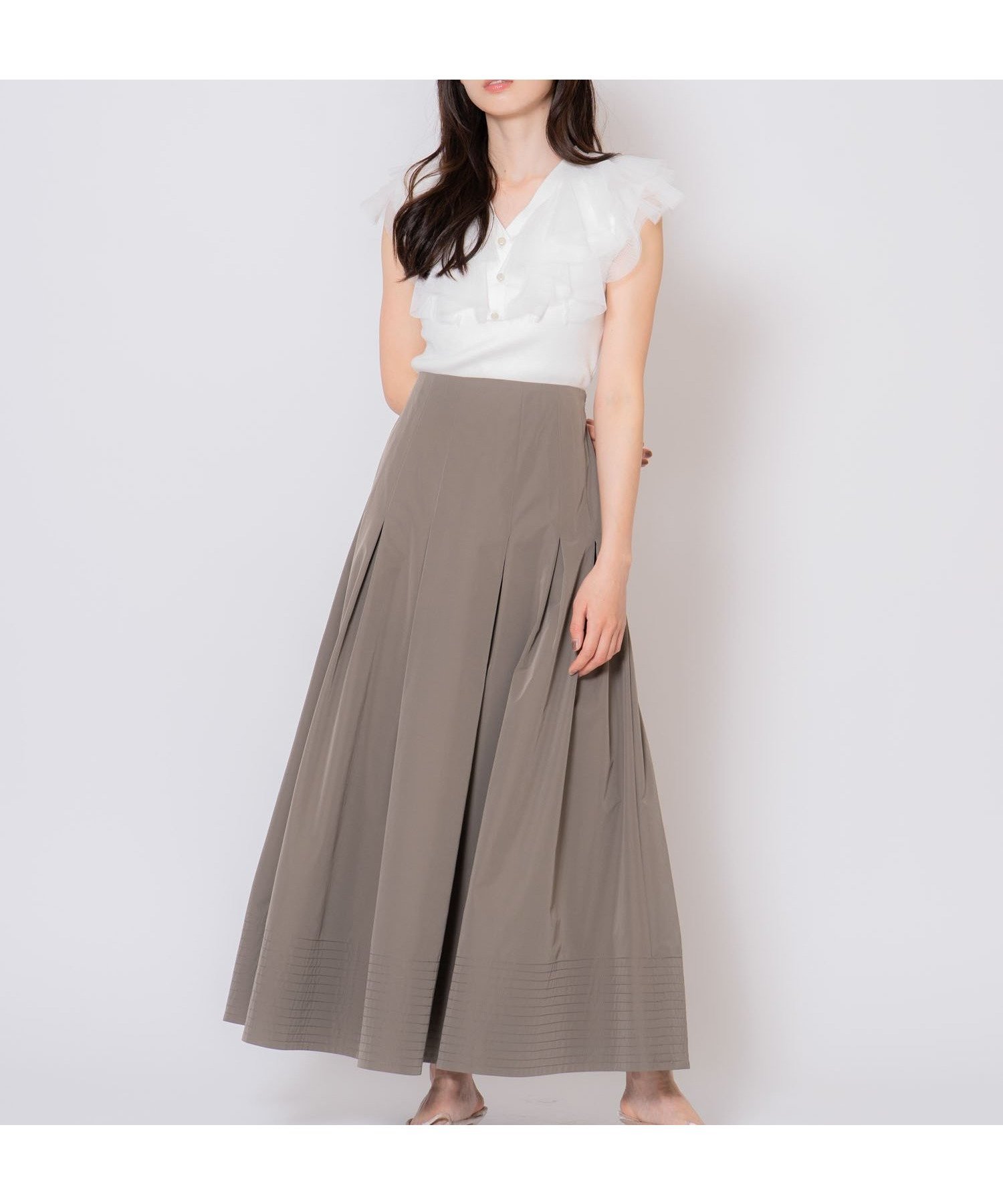 【ノエラ/Noela】のステッチタフタスカート インテリア・キッズ・メンズ・レディースファッション・服の通販 founy(ファニー) 　ファッション　Fashion　レディースファッション　Fashion for Women　スカート　Skirts　シンプル　Simple, Minimal　タフタ　Taffeta, Structured Fabric　ダウン　Down, Puffer　フレア　Flare, Flared　ポケット　Pocket, Pocket Detail　カーキ|ID: prp329100004721965 ipo3291000000034127502