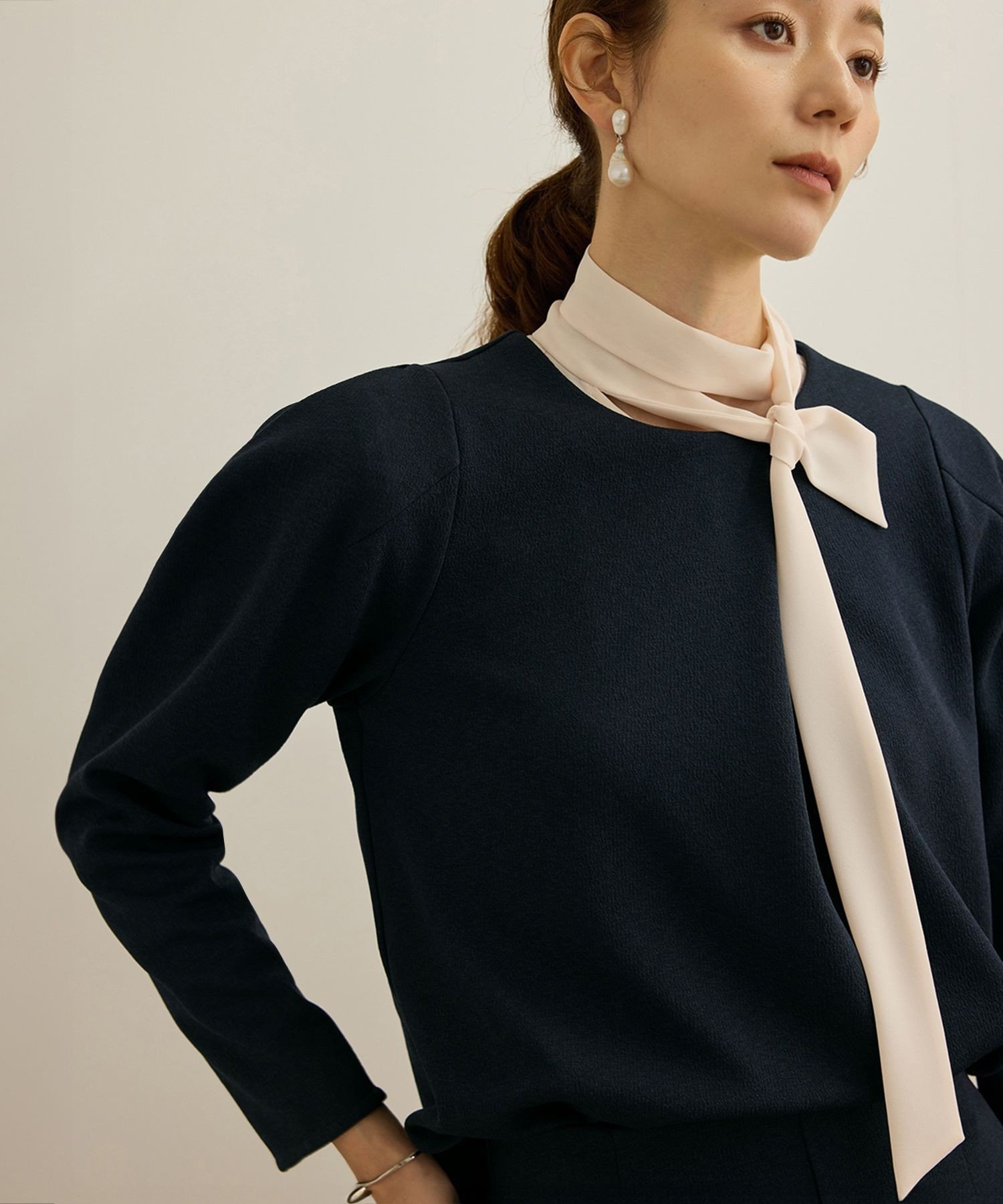 【ロペ/ROPE'】の【洗える】ジャガードニットプルオーバー(梨地プルオーバー)/セットアップ対応 インテリア・キッズ・メンズ・レディースファッション・服の通販 founy(ファニー) 　ファッション　Fashion　レディースファッション　Fashion for Women　トップス・カットソー　Cut & Sew Tops　ニット　Knit Tops & Sweaters　カジュアルプルオーバー・ニットトップス　Pullovers & Knit Tops / Casual Pullovers　おすすめ　Recommended / Our Picks　シンプル　Simple, Minimal　セットアップ　Set-Up, Coordinated Outfit　プレーン　Plain, Simple　ボトム　Bottoms, Lower Wear　ポケット　Pocket, Pocket Detail　洗える　Machine Washable　ネイビー(40)|ID: prp329100004722030 ipo3291000000034689850