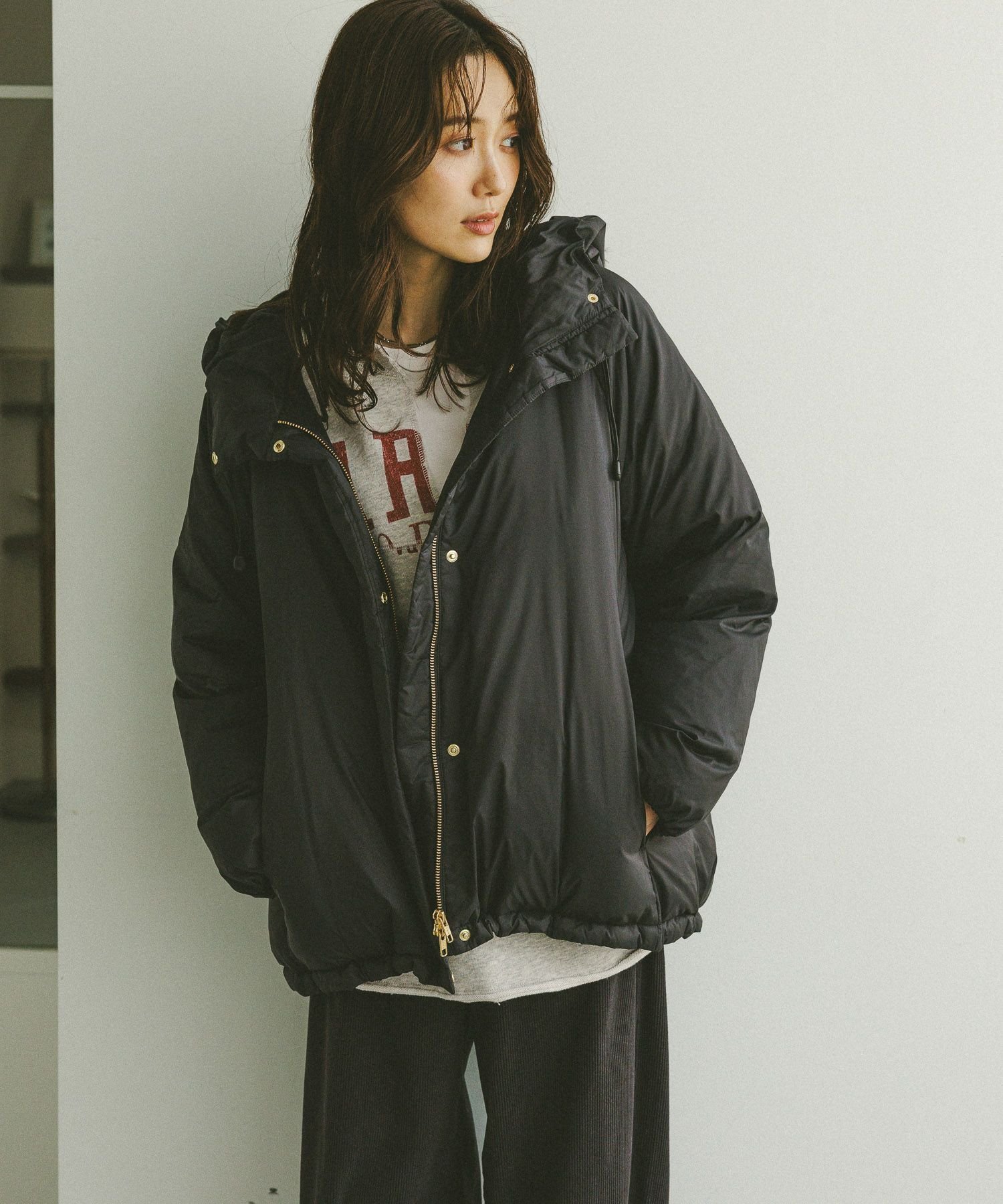 【グローバルワーク/GLOBAL WORK】のエアリュクスダウンフードブルゾン/495695 人気、トレンドファッション・服の通販 founy(ファニー) 　ファッション　Fashion　レディースファッション　Fashion for Women　アウター　Coat / Outerwear Collection　ブルゾンジャケット・スポーティアウター　Blouson Jackets　ストレート　Straight, Straight Cut　ダウン　Down, Puffer　バランス　Balance, Style Balance　ボトム　Bottoms, Lower Wear　メタル　Metal, Metal Parts　軽量　Lightweight, Ultra Light　 other-1|ID: prp329100004722053 ipo3291000000036290781