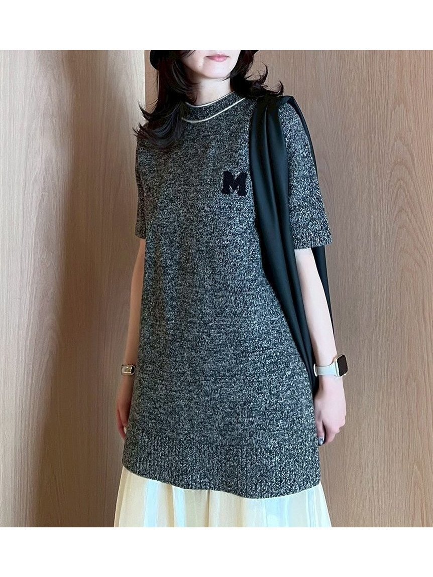 【ミラオーウェン/Mila Owen】のMサガラウールブレンドミニニットワンピース インテリア・キッズ・メンズ・レディースファッション・服の通販 founy(ファニー) 　ファッション　Fashion　レディースファッション　Fashion for Women　ワンピース　Dresses　ニットワンピース　Knit Dresses　ヴィンテージ　Vintage Style　スマート　Smart, Elegant　タイツ　Tights, Legwear　トレンド　Trend, Trending Now　人気　Popular, Best Seller　メランジ　Melange, Mixed Yarn　モチーフ　Motif, Design Theme　モノトーン　Monotone, Black and White　おすすめ　Recommended / Our Picks　MIX[930]|ID: prp329100004722061 ipo3291000000034301516