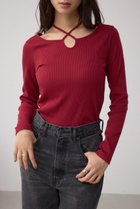 【アズール バイ マウジー/AZUL by moussy】のチョーカータイトトップス 人気、トレンドファッション・服の通販 founy(ファニー) ファッション Fashion レディースファッション Fashion for Women トップス・カットソー Cut & Sew Tops おすすめ Recommended / Our Picks インナー Innerwear カーディガン Cardigan, Knitwear デコルテ Décolleté, Neckline トレンド Trend, Trending Now フィット Fit, Slim Fit フロント Front, Front Design リボン Ribbon, Bow thumbnail RED|ID: prp329100004722069 ipo3291000000034274675