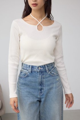 【アズール バイ マウジー/AZUL by moussy】のチョーカータイトトップス 人気、トレンドファッション・服の通販 founy(ファニー) ファッション Fashion レディースファッション Fashion for Women トップス・カットソー Cut & Sew Tops おすすめ Recommended / Our Picks インナー Innerwear カーディガン Cardigan, Knitwear デコルテ Décolleté, Neckline トレンド Trend, Trending Now フィット Fit, Slim Fit フロント Front, Front Design リボン Ribbon, Bow |ID:prp329100004722069