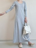 【スレンダー/SLENDER】のラウンドネックマキシワンピース 人気、トレンドファッション・服の通販 founy(ファニー) ファッション Fashion レディースファッション Fashion for Women ワンピース Dresses マキシ丈ワンピース・ロングドレス Maxi Dresses / Long One-Pieces 春 Spring 秋 Autumn シンプル Simple, Minimal ストレッチ Stretch, Stretchy Fabric デニム Denim, Jeans Material 長袖 Long Sleeve, Full Sleeve ボーダー Border, Stripe ロング Long, Long-Length 冬 Winter / This Winter thumbnail グレー|ID: prp329100004722159 ipo3291000000034238549