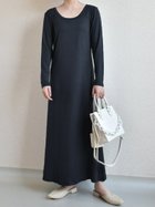 【スレンダー/SLENDER】のラウンドネックマキシワンピース 人気、トレンドファッション・服の通販 founy(ファニー) ファッション Fashion レディースファッション Fashion for Women ワンピース Dresses マキシ丈ワンピース・ロングドレス Maxi Dresses / Long One-Pieces 春 Spring 秋 Autumn シンプル Simple, Minimal ストレッチ Stretch, Stretchy Fabric デニム Denim, Jeans Material 長袖 Long Sleeve, Full Sleeve ボーダー Border, Stripe ロング Long, Long-Length 冬 Winter / This Winter thumbnail ブラック|ID: prp329100004722159 ipo3291000000034238558