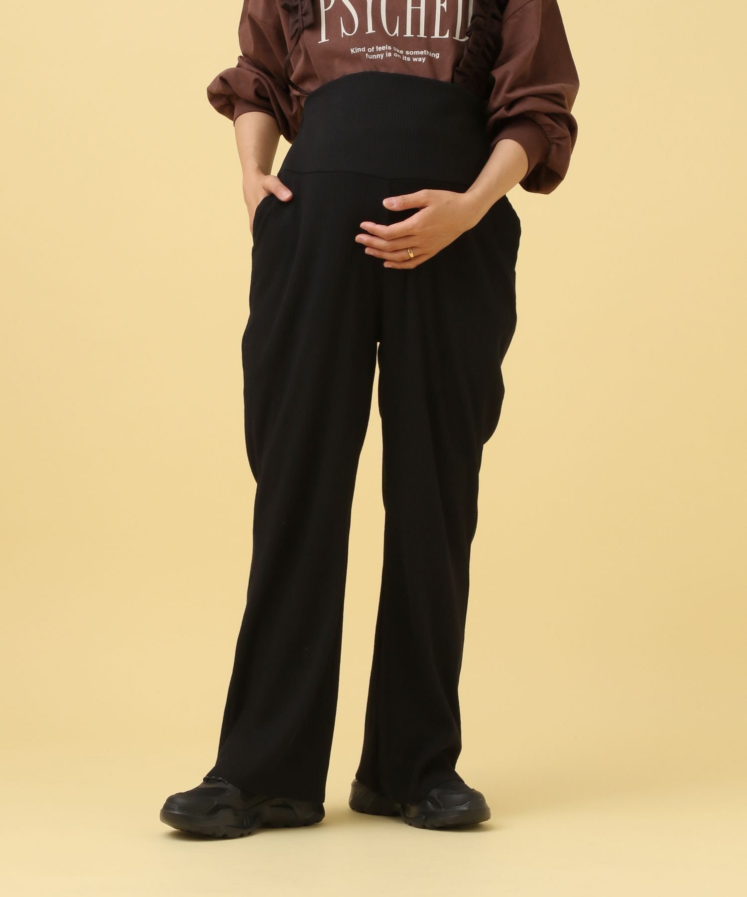 【レプシィム ローリーズファーム/LEPSIM LOWRYS FARM】の【産前・産後対応】マタニティ/リブフレアパンツ インテリア・キッズ・メンズ・レディースファッション・服の通販 founy(ファニー) 　ファッション　Fashion　キッズファッション　Fashion for Kids　ボトムス　Bottoms　おすすめ　Recommended / Our Picks　ブラック09|ID: prp329100004722441 ipo3291000000034571373