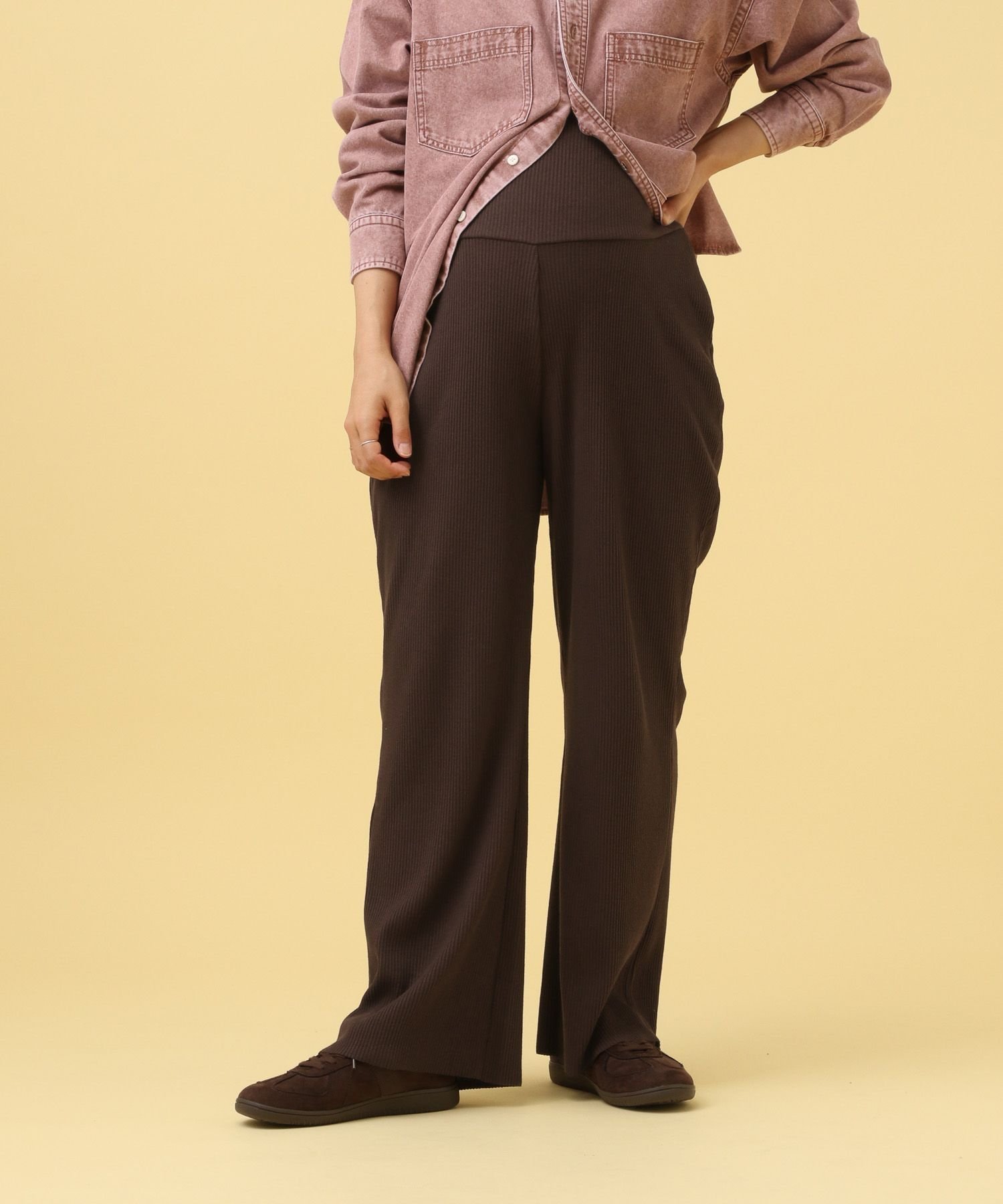 【レプシィム ローリーズファーム/LEPSIM LOWRYS FARM】の【産前・産後対応】マタニティ/リブフレアパンツ インテリア・キッズ・メンズ・レディースファッション・服の通販 founy(ファニー) 　ファッション　Fashion　キッズファッション　Fashion for Kids　ボトムス　Bottoms　おすすめ　Recommended / Our Picks　ダークブラウン58|ID: prp329100004722441 ipo3291000000034571374