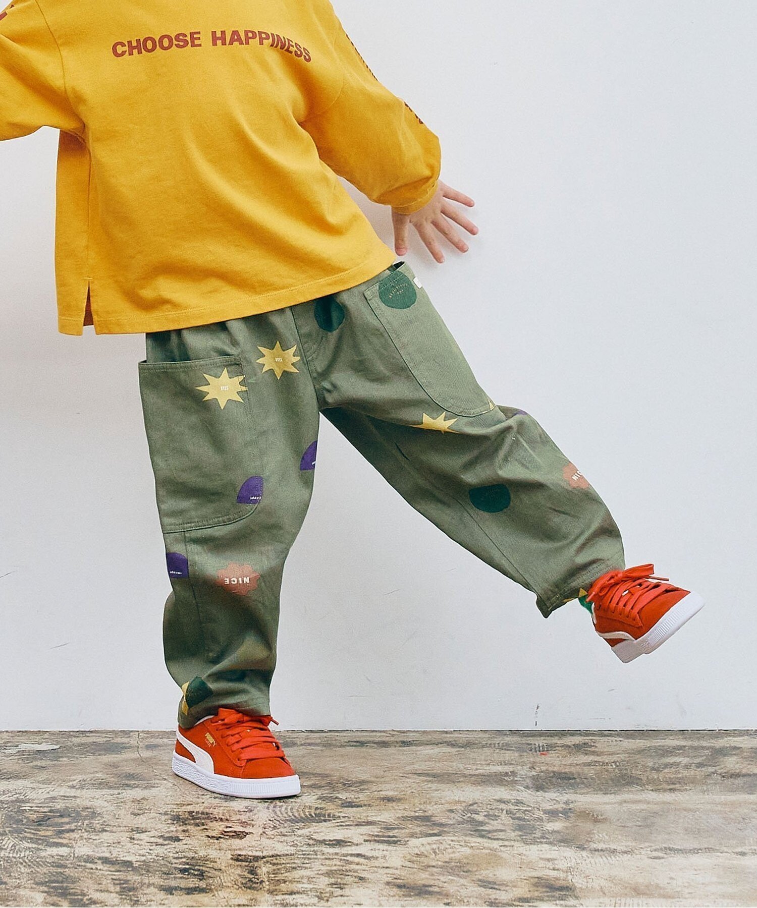 【エフオー オンラインストア/F.O.Online Store / KIDS】の総柄ツイルワイドパンツ インテリア・キッズ・メンズ・レディースファッション・服の通販 founy(ファニー) 　ファッション　Fashion　キッズファッション　Fashion for Kids　ボトムス　Bottoms　プリント　Print, Printed Pattern　ポケット　Pocket, Pocket Detail　カーキ|ID: prp329100004722475 ipo3291000000034132617