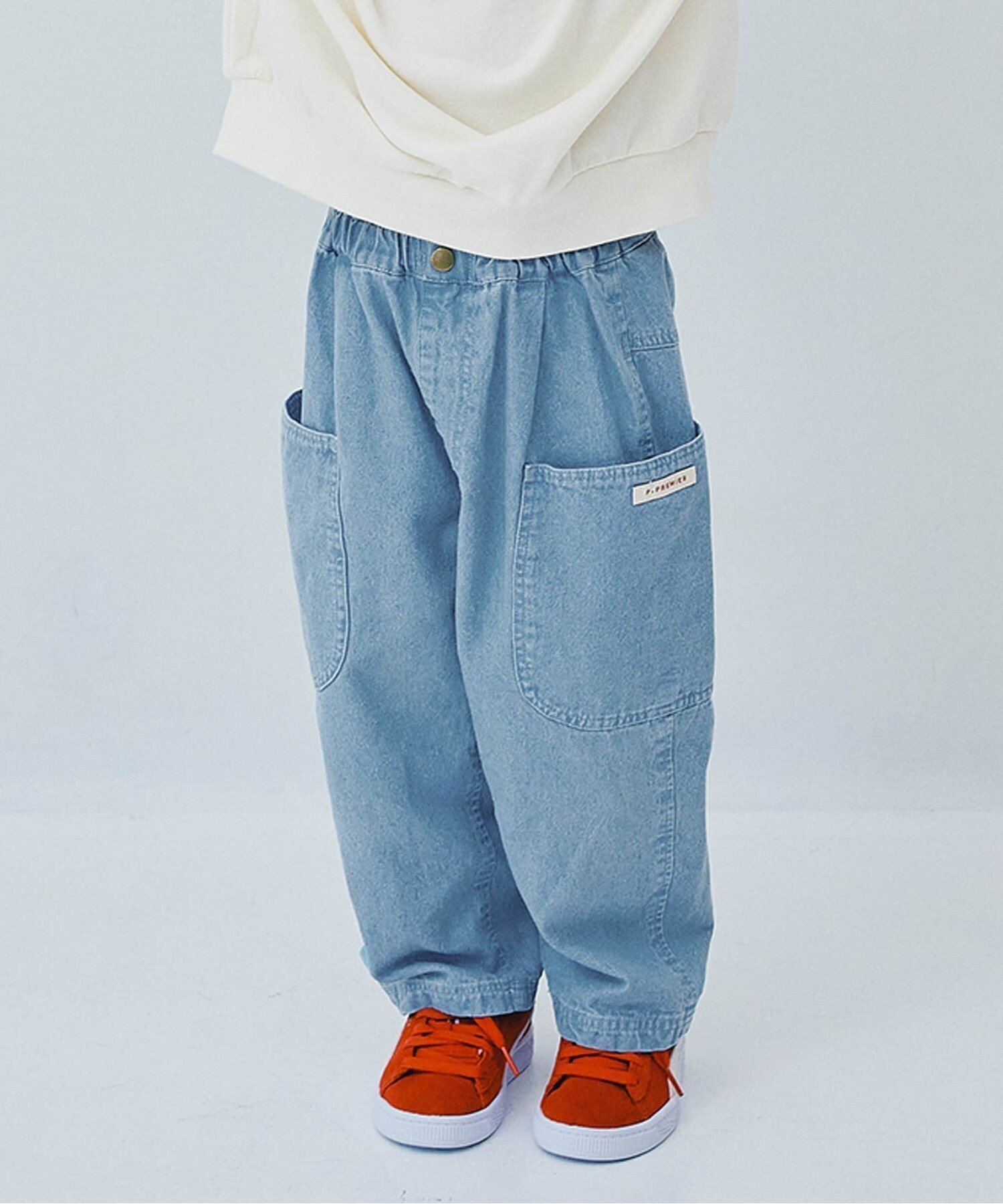 【エフオー オンラインストア/F.O.Online Store / KIDS】の総柄ツイルワイドパンツ インテリア・キッズ・メンズ・レディースファッション・服の通販 founy(ファニー) 　ファッション　Fashion　キッズファッション　Fashion for Kids　ボトムス　Bottoms　プリント　Print, Printed Pattern　ポケット　Pocket, Pocket Detail　サックス|ID: prp329100004722475 ipo3291000000034132619