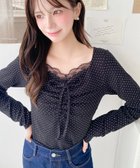 【モーメントプラス/moment+ / MEN】の無地*ドットプリント フロントレースギャザーリボン長袖トップス ブラック系その他|ID: prp329100004722497 ipo3291000000034583216