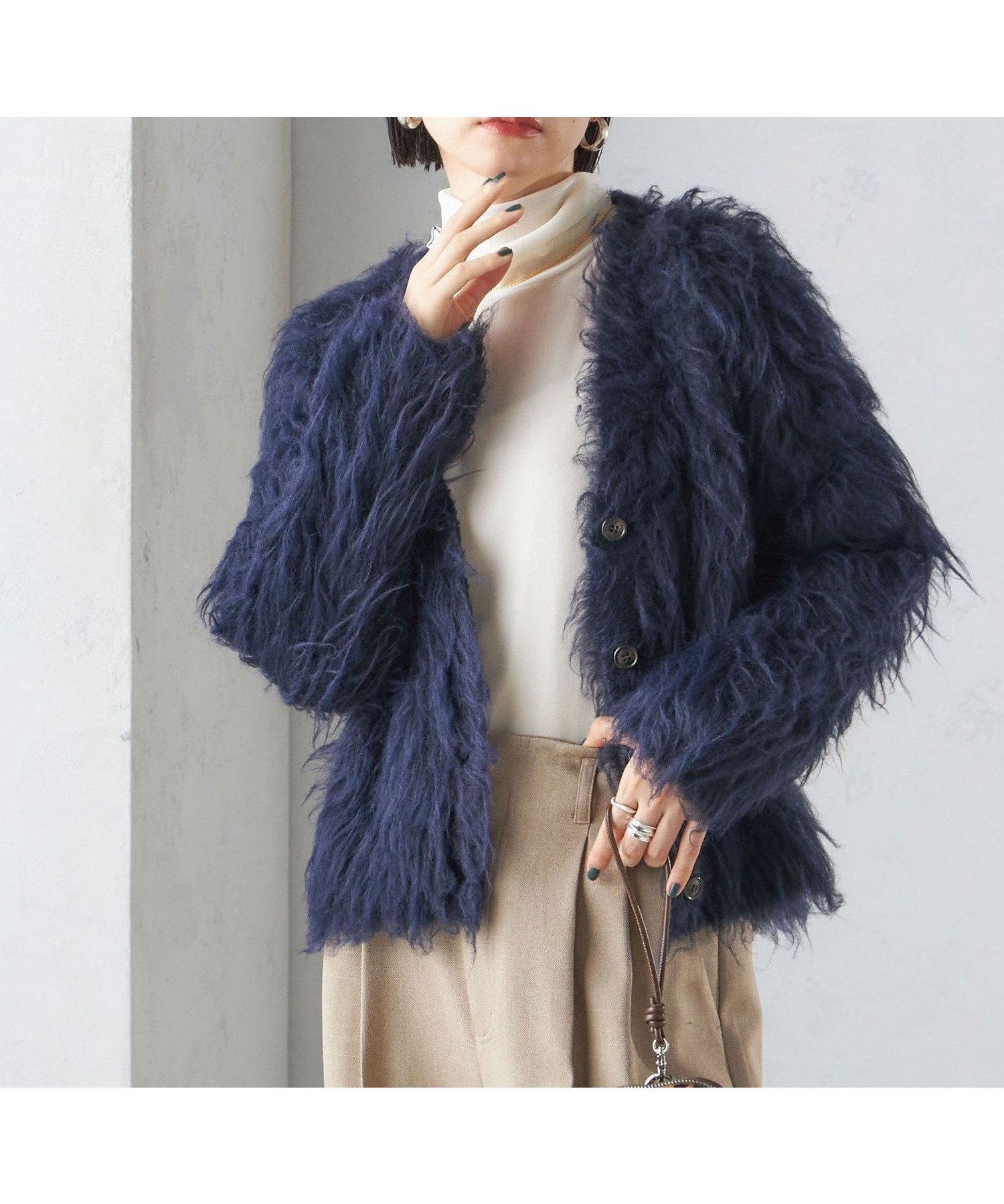 【シップス フォー ウィメン/SHIPS】の手洗い可能 シャギー ファー カーディガン インテリア・キッズ・メンズ・レディースファッション・服の通販 founy(ファニー) ファッション Fashion レディースファッション Fashion for Women トップス・カットソー Cut & Sew Tops カーディガン・羽織り Layered Style Cardigans オレンジ Orange カーディガン Cardigan, Knitwear シンプル Simple, Minimal スリット Slit, Slit Detail A/W・秋冬 Autumn/Winter ネイビー|ID: prp329100004722505 ipo3291000000034707649