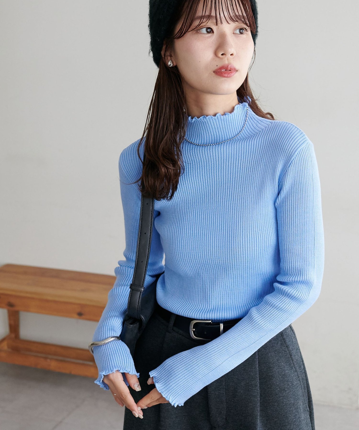 【ディスコート/Discoat】の【WEB限定】ハイネックメローリブニット インテリア・キッズ・メンズ・レディースファッション・服の通販 founy(ファニー) 　ファッション　Fashion　レディースファッション　Fashion for Women　トップス・カットソー　Cut & Sew Tops　ニット　Knit Tops & Sweaters　ブルー|ID: prp329100004722532 ipo3291000000034240035