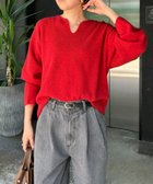 【ジェナ エスパス メルヴェイユ/Jena espace merveilleux】のカタアゼ編みVネックニット レッド|ID: prp329100004722534 ipo3291000000034132893