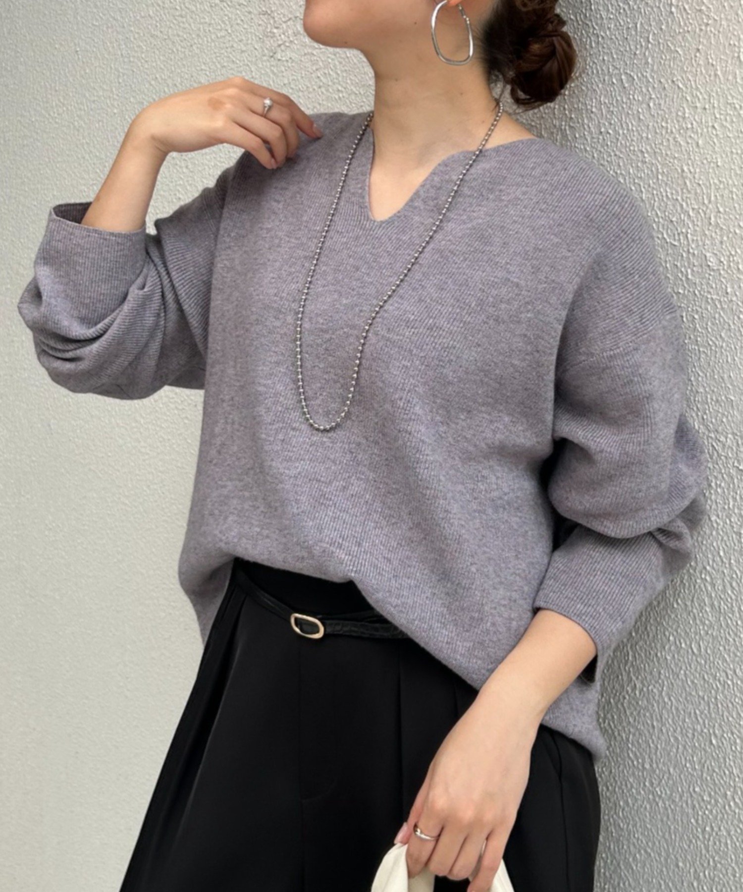 【ジェナ エスパス メルヴェイユ/Jena espace merveilleux】のカタアゼ編みVネックニット インテリア・キッズ・メンズ・レディースファッション・服の通販 founy(ファニー) 　ファッション　Fashion　レディースファッション　Fashion for Women　トップス・カットソー　Cut & Sew Tops　ニット　Knit Tops & Sweaters　Vネックトップス　V-Neck Tops / V-Cut Neckline Shirts　シンプル　Simple, Minimal　スマート　Smart, Elegant　バランス　Balance, Style Balance　ボトム　Bottoms, Lower Wear　再入荷　Restock / Back in Stock　おすすめ　Recommended / Our Picks　エレガント 上品　Elegant　グレー|ID: prp329100004722534 ipo3291000000034132894