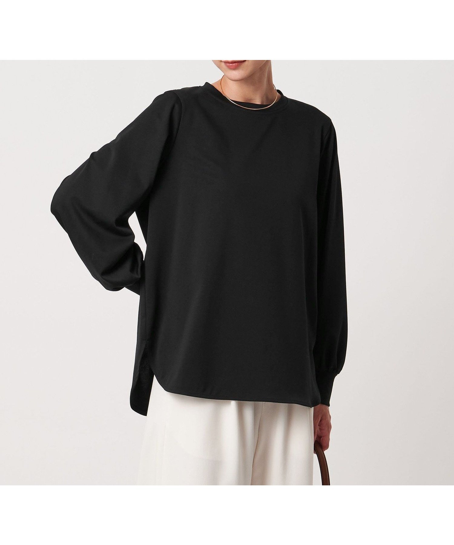 【ユナイテッドアローズ/UNITED ARROWS】のポンチ ロングスリーブ カットソー -ウォッシャブル- インテリア・キッズ・メンズ・レディースファッション・服の通販 founy(ファニー) 　ファッション　Fashion　レディースファッション　Fashion for Women　トップス・カットソー　Cut & Sew Tops　カットソー・ベーシックTシャツ　Cut-and-Sewn Tops / Stretch Tees & Basics　インナー　Innerwear　ウォッシャブル　Machine Washable　カットソー　Cut and Sewn Top　ギャザー　Gathered, Ruffled　シンプル　Simple, Minimal　ジャケット　Jacket, Outerwear　スリーブ　Sleeve, Long Sleeve / Short Sleeve　ベスト　Vest, Waistcoat　ボトム　Bottoms, Lower Wear　ロング　Long, Long-Length　ワイド　Wide, Wide Fit　BLACK|ID: prp329100004722537 ipo3291000000034982936