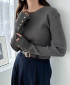 【アンドミー/andme】の金ボタン 長袖 リブ ニット トップス【無地/ボーダー】 人気、トレンドファッション・服の通販 founy(ファニー) ファッション Fashion レディースファッション Fashion for Women トップス・カットソー Cut & Sew Tops ニット Knit Tops & Sweaters ストレッチ Stretch, Stretchy Fabric ベーシック Basic, Essential ボーダー Border, Stripe 無地 Plain, Solid Color 長袖 Long Sleeve, Full Sleeve thumbnail 杢チャコールグレー|ID: prp329100004722569 ipo3291000000034216125
