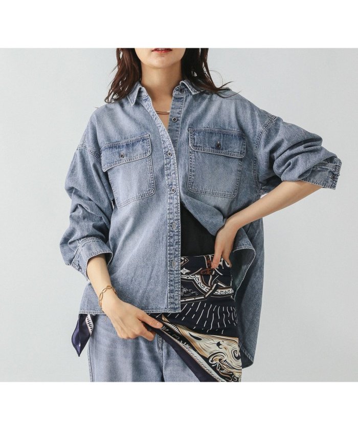 【グローバルワーク/GLOBAL WORK】のGOODデニムシャツ/580825 インテリア・キッズ・メンズ・レディースファッション・服の通販 founy(ファニー) https://founy.com/ ファッション Fashion レディースファッション Fashion for Women トップス・カットソー Cut & Sew Tops シャツ・ブラウス・オフィスカジュアル Elegant Blouses & Button-Ups おすすめ Recommended / Our Picks デニム Denim, Jeans Material 夏 Summer 春 Spring S/S・春夏 SS, Spring/Summer, Warm Season 秋 Autumn 長袖 Long Sleeve, Full Sleeve |ID: prp329100004722614 ipo3291000000034133225