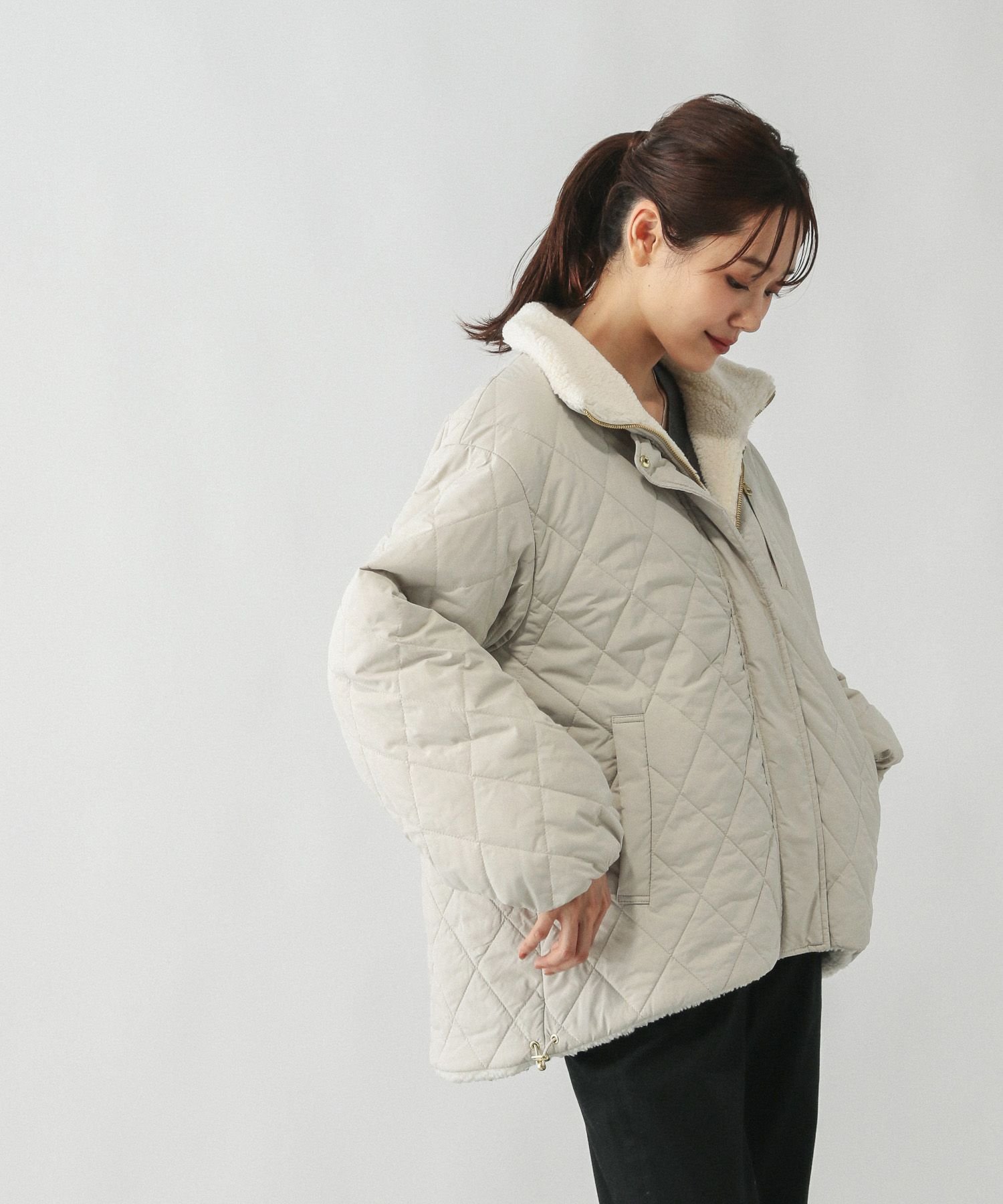 【グローバルワーク/GLOBAL WORK】のリバーシブルキルトブルゾン/497162 インテリア・キッズ・メンズ・レディースファッション・服の通販 founy(ファニー) 　ファッション　Fashion　レディースファッション　Fashion for Women　アウター　Coat / Outerwear Collection　ブルゾンジャケット・スポーティアウター　Blouson Jackets　おすすめ　Recommended / Our Picks　キルト　Quilt, Quilted Fabric　シンプル　Simple, Minimal　タフタ　Taffeta, Structured Fabric　デニム　Denim, Jeans Material　リバーシブル　Reversible, Two-Sided　クリーム×クリーム51|ID: prp329100004722844 ipo3291000000034315632