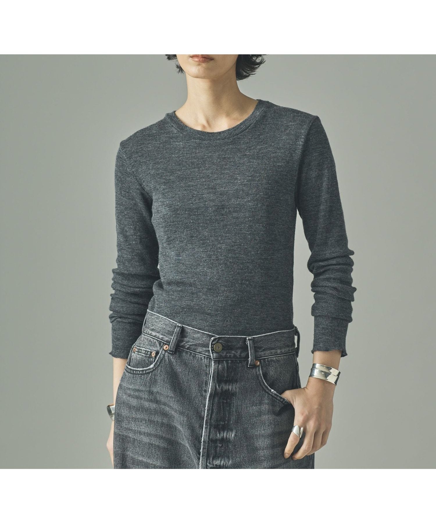 【カレンソロジー/Curensology】のテレコクルーネックプルオーバー インテリア・キッズ・メンズ・レディースファッション・服の通販 founy(ファニー) ファッション Fashion レディースファッション Fashion for Women トップス・カットソー Cut & Sew Tops カジュアルプルオーバー・ニットトップス Pullovers & Knit Tops / Casual Pullovers インナー Innerwear エレガント 上品 Elegant テレコ Ribbed, Rib Stitch トップグレー19|ID: prp329100004722917 ipo3291000000034884619