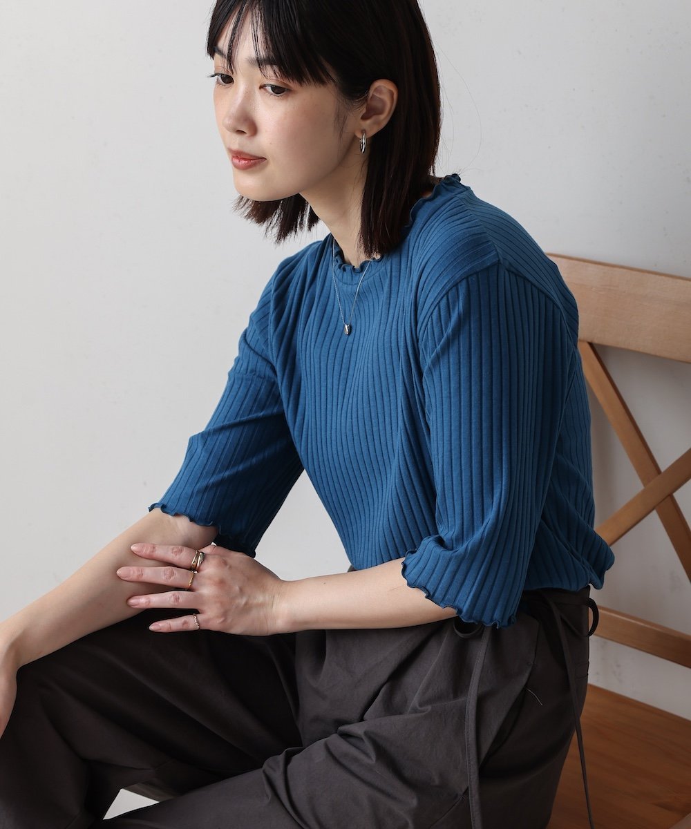 【バブ ブージュルード/Bab Bou Jeloud】のハーフスリーブカットソー インテリア・キッズ・メンズ・レディースファッション・服の通販 founy(ファニー) 　ファッション　Fashion　レディースファッション　Fashion for Women　トップス・カットソー　Cut & Sew Tops　カットソー・ベーシックTシャツ　Cut-and-Sewn Tops / Stretch Tees & Basics　おすすめ　Recommended / Our Picks　ベーシック　Basic, Essential　再入荷　Restock / Back in Stock　BLUE|ID: prp329100004722967 ipo3291000000034288954