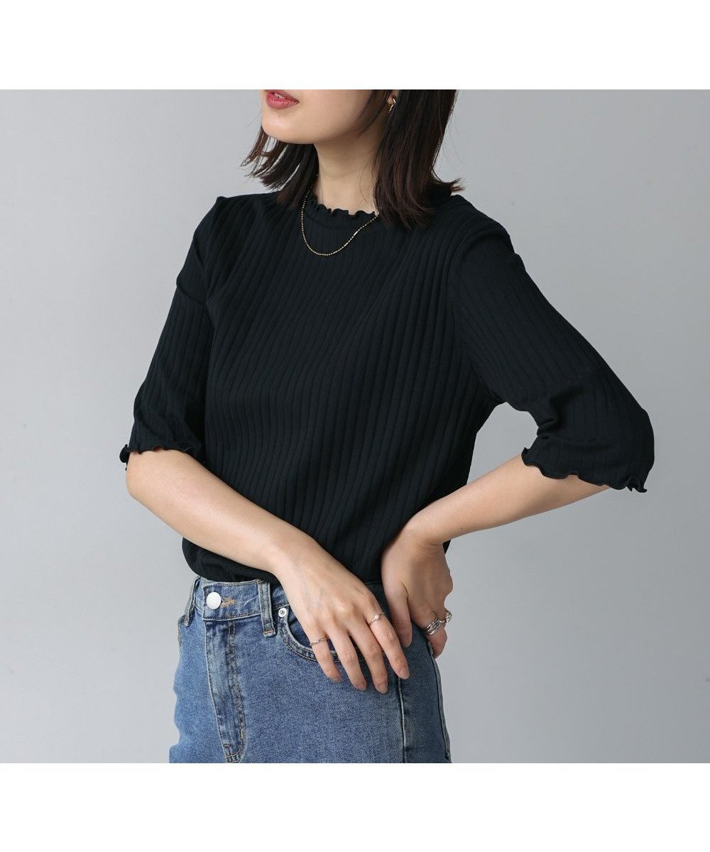 【バブ ブージュルード/Bab Bou Jeloud】のハーフスリーブカットソー インテリア・キッズ・メンズ・レディースファッション・服の通販 founy(ファニー) 　ファッション　Fashion　レディースファッション　Fashion for Women　トップス・カットソー　Cut & Sew Tops　カットソー・ベーシックTシャツ　Cut-and-Sewn Tops / Stretch Tees & Basics　おすすめ　Recommended / Our Picks　ベーシック　Basic, Essential　再入荷　Restock / Back in Stock　BLACK|ID: prp329100004722967 ipo3291000000034288958
