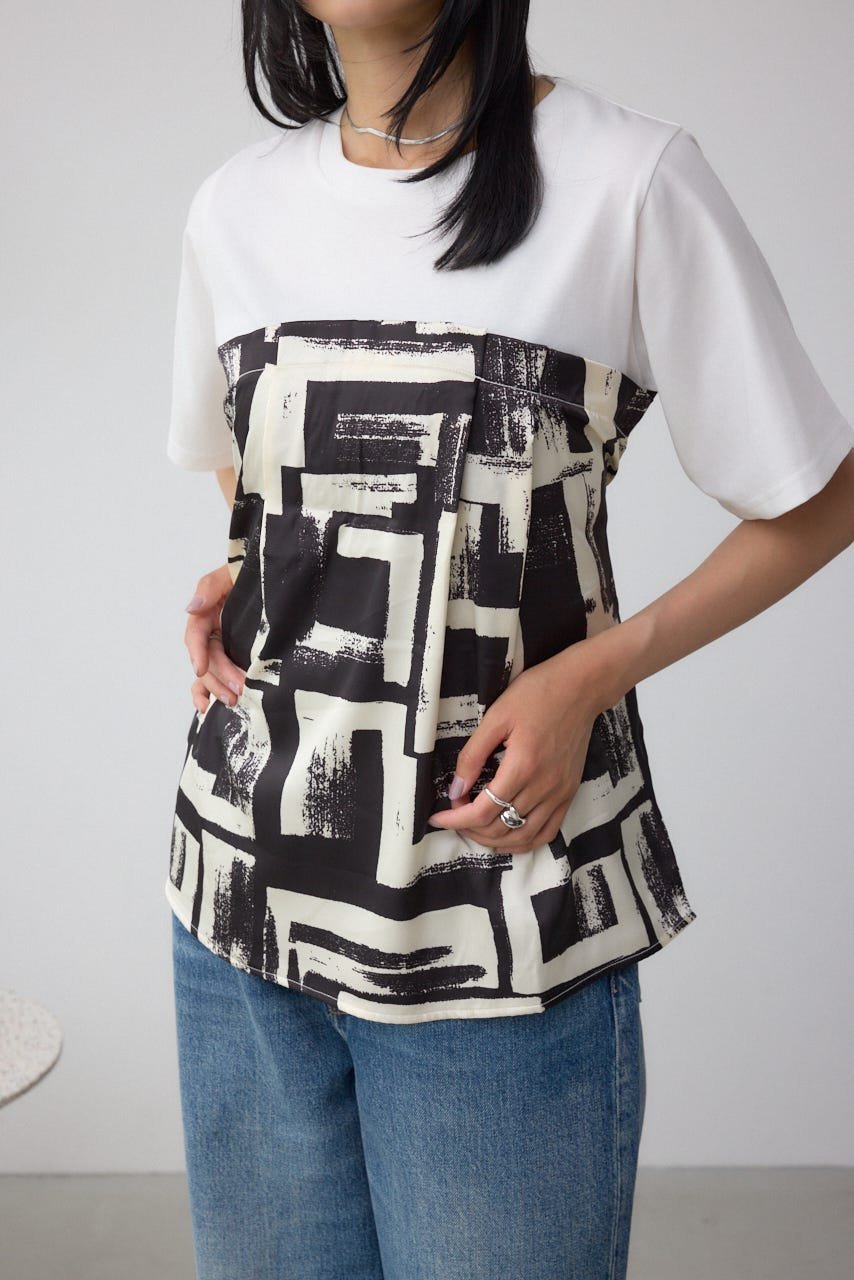 【アズール バイ マウジー/AZUL by moussy】のスカーフドッキングトップス インテリア・キッズ・メンズ・レディースファッション・服の通販 founy(ファニー) 　ファッション　Fashion　レディースファッション　Fashion for Women　トップス・カットソー　Cut & Sew Tops　おすすめ　Recommended / Our Picks　シェイプ　Shape, Slim Fit　スカーフ　Scarf, Neckwear　デニム　Denim, Jeans Material　トレンド　Trend, Trending Now　ドッキング　Docking, Mixed Material　リボン　Ribbon, Bow　WHT|ID: prp329100004723002 ipo3291000000034135461