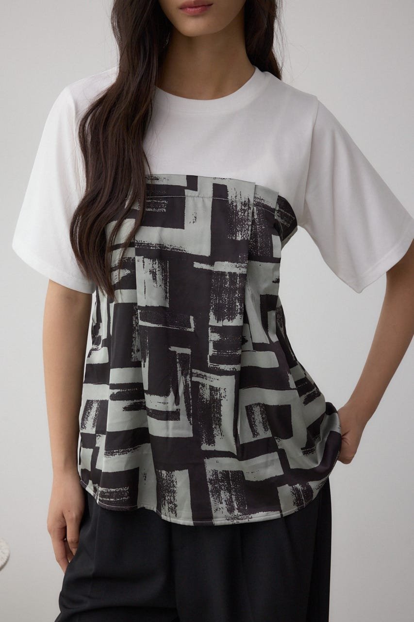 【アズール バイ マウジー/AZUL by moussy】のスカーフドッキングトップス インテリア・キッズ・メンズ・レディースファッション・服の通販 founy(ファニー) 　ファッション　Fashion　レディースファッション　Fashion for Women　トップス・カットソー　Cut & Sew Tops　おすすめ　Recommended / Our Picks　シェイプ　Shape, Slim Fit　スカーフ　Scarf, Neckwear　デニム　Denim, Jeans Material　トレンド　Trend, Trending Now　ドッキング　Docking, Mixed Material　リボン　Ribbon, Bow　GRY|ID: prp329100004723002 ipo3291000000034135463