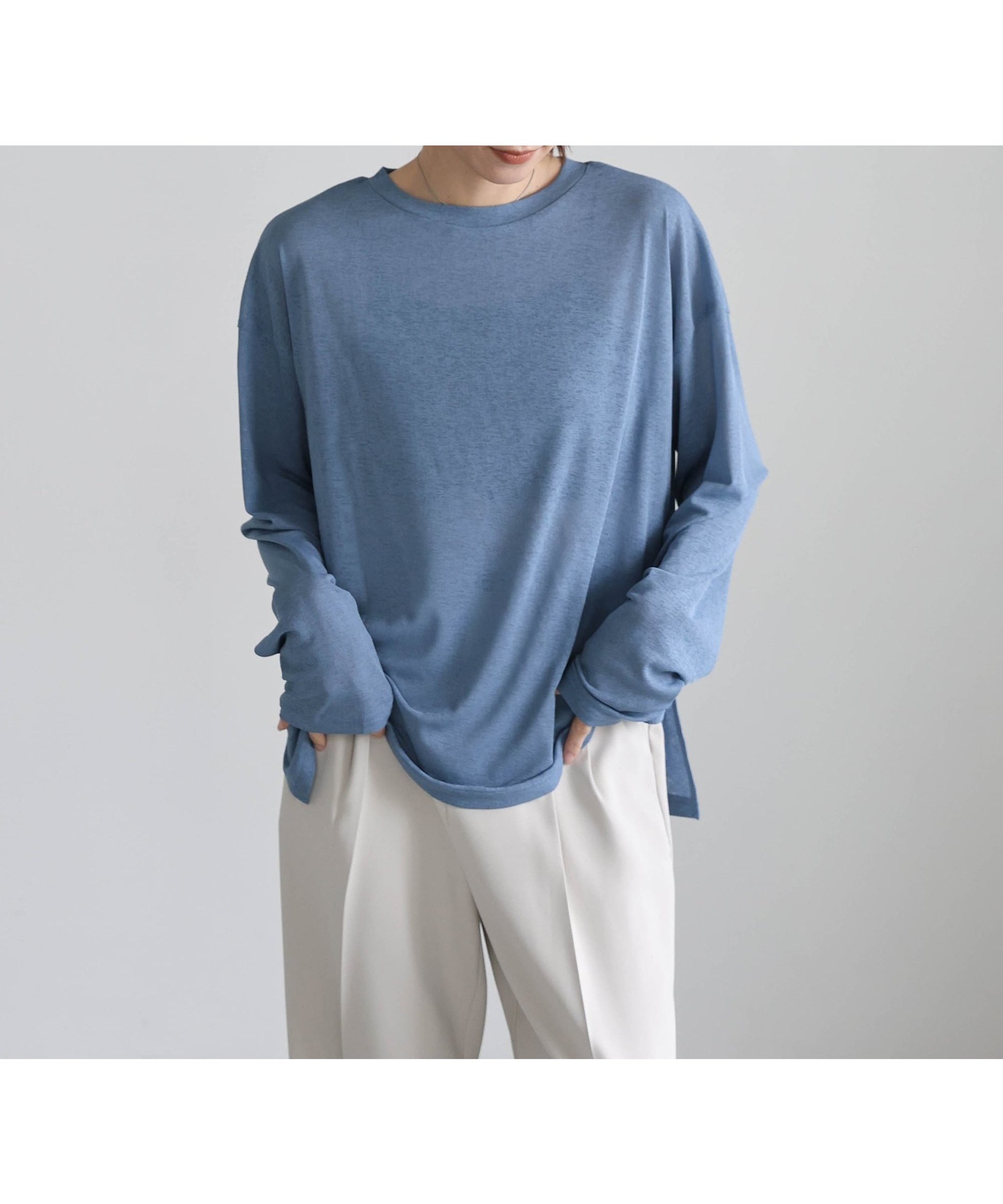 【セレクトモカ/SELECT MOCA】のスラブシアークルーネックトップス インテリア・キッズ・メンズ・レディースファッション・服の通販 founy(ファニー) ファッション Fashion レディースファッション Fashion for Women トップス・カットソー Cut & Sew Tops インナー Innerwear シアー Sheer, See-Through ストレッチ Stretch, Stretchy Fabric ビスチェ Bustier, Corset Top ルーズ Loose, Oversized グレイッシュブルー-590|ID: prp329100004723003 ipo3291000000034592519