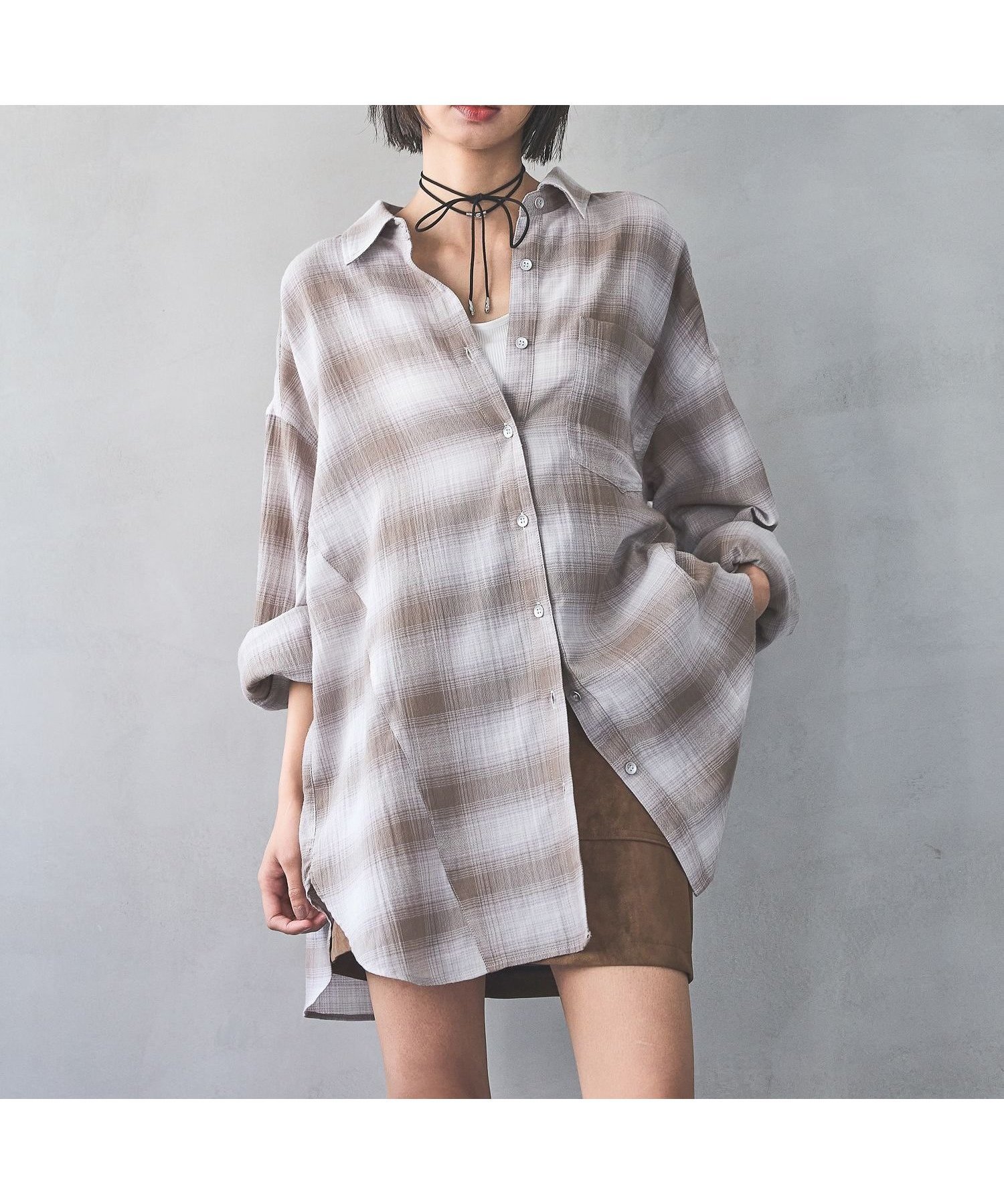 【ページボーイ/PAGEBOY】の【WEB先行 】オンブレチェック2WAYシャツ インテリア・キッズ・メンズ・レディースファッション・服の通販 founy(ファニー) 　ファッション　Fashion　レディースファッション　Fashion for Women　トップス・カットソー　Cut & Sew Tops　シャツ・ブラウス・オフィスカジュアル　Elegant Blouses & Button-Ups　カシュクール　Wrap Design　タンク　Tank Top, Sleeveless Top　チェック　Check, Plaid, Tartan　トレンド　Trend, Trending Now　秋　Autumn　ベージュ52|ID: prp329100004723012 ipo3291000000034448757